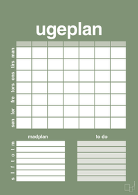 plakat: ugeplan med to-do liste til 7 personer - jade - A1two3