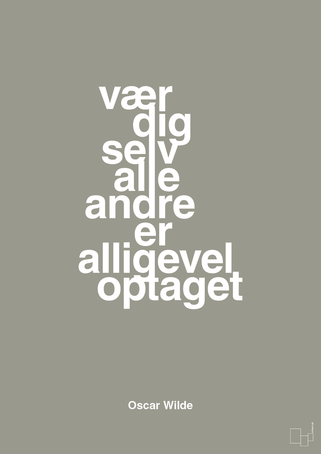 plakat: vær dig selv alle andre er alligevel optaget - battleship gray-Forfatter-A1two3