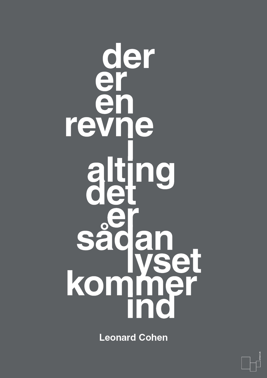 plakat: der er en revne i alting det er sådan lyset kommer ind - graphic charcoal-Musiker-A1two3