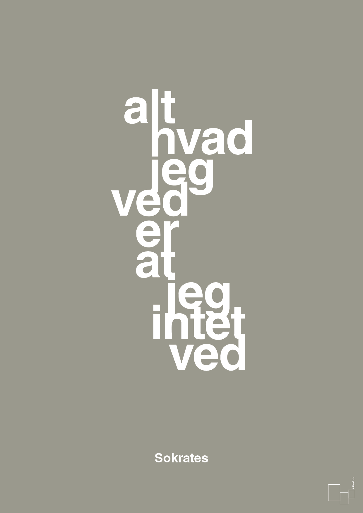 plakat: alt hvad jeg ved er at jeg intet ved - battleship gray-Filosof-A1two3