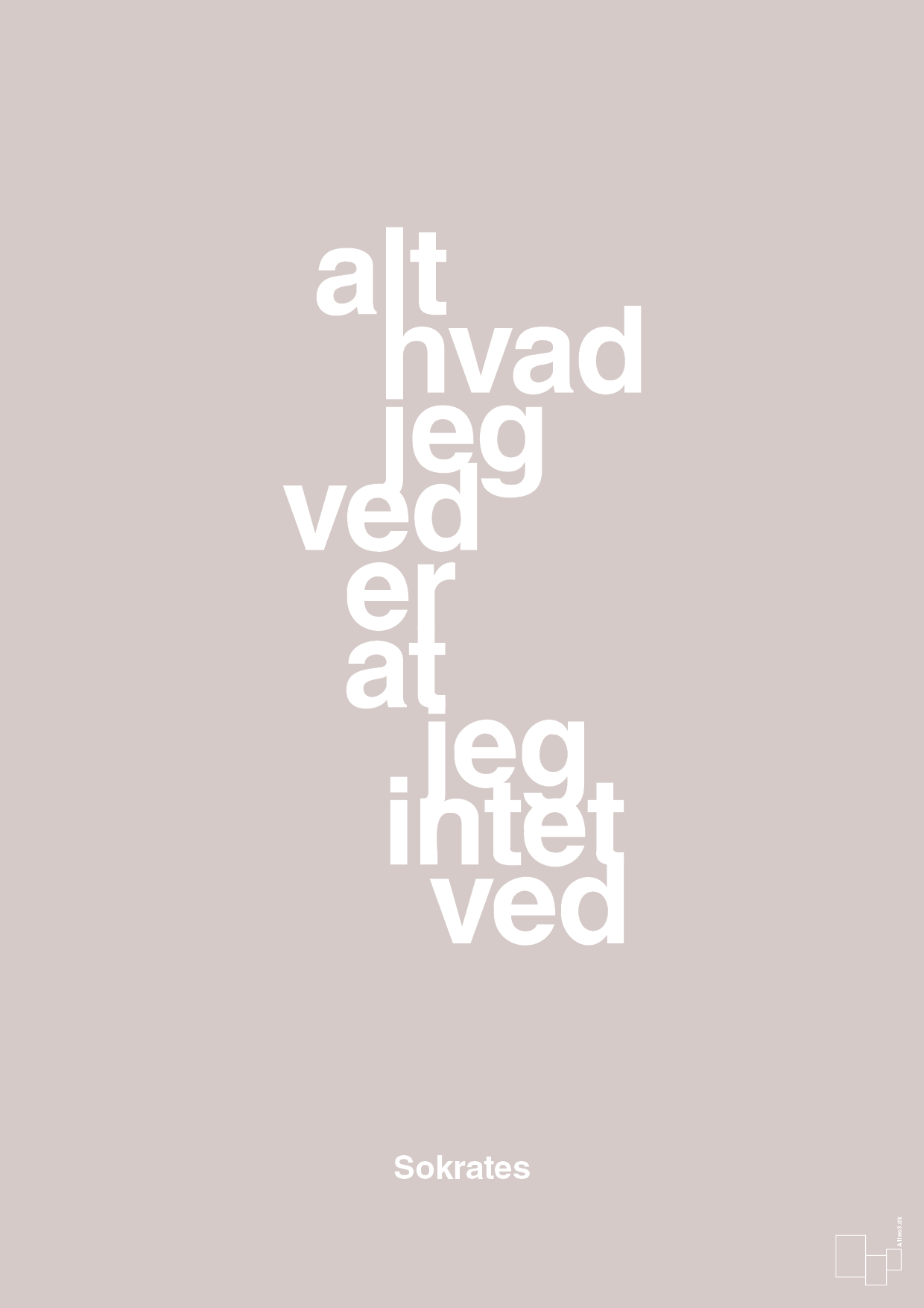 plakat: alt hvad jeg ved er at jeg intet ved - broken beige-Filosof-A1two3