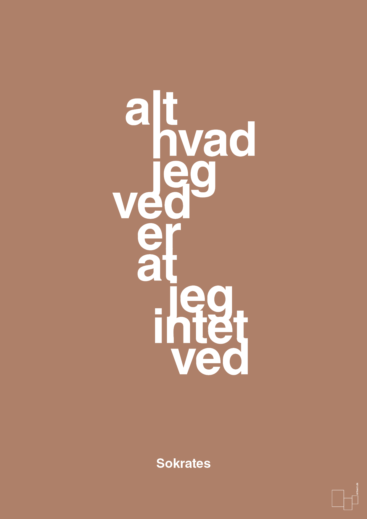 plakat: alt hvad jeg ved er at jeg intet ved - cider spice-Filosof-A1two3
