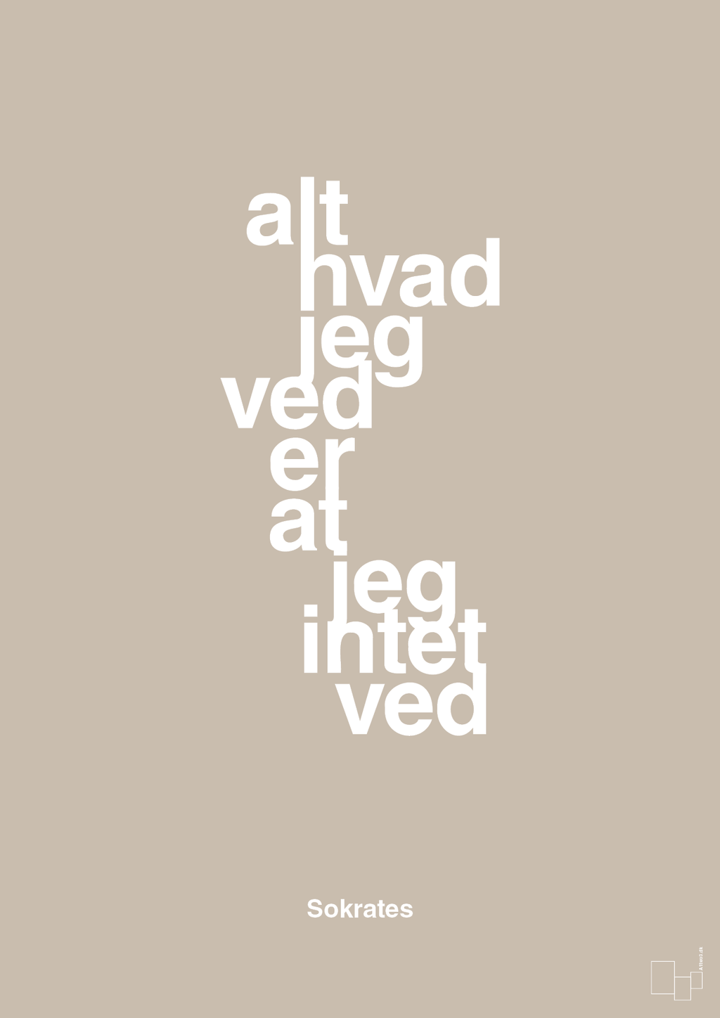 plakat: alt hvad jeg ved er at jeg intet ved - creamy mushroom-Filosof-A1two3