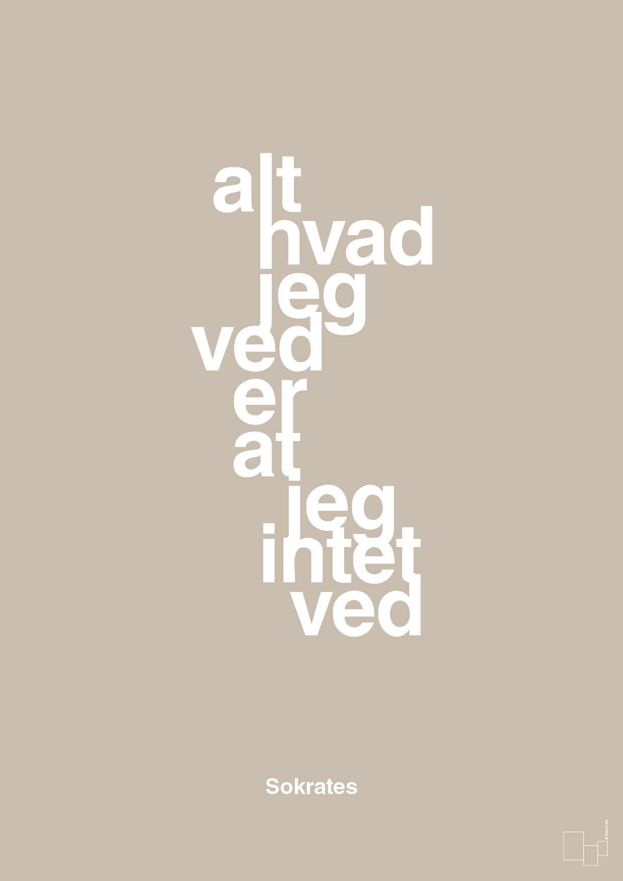 plakat: alt hvad jeg ved er at jeg intet ved - creamy mushroom-Filosof-A1two3
