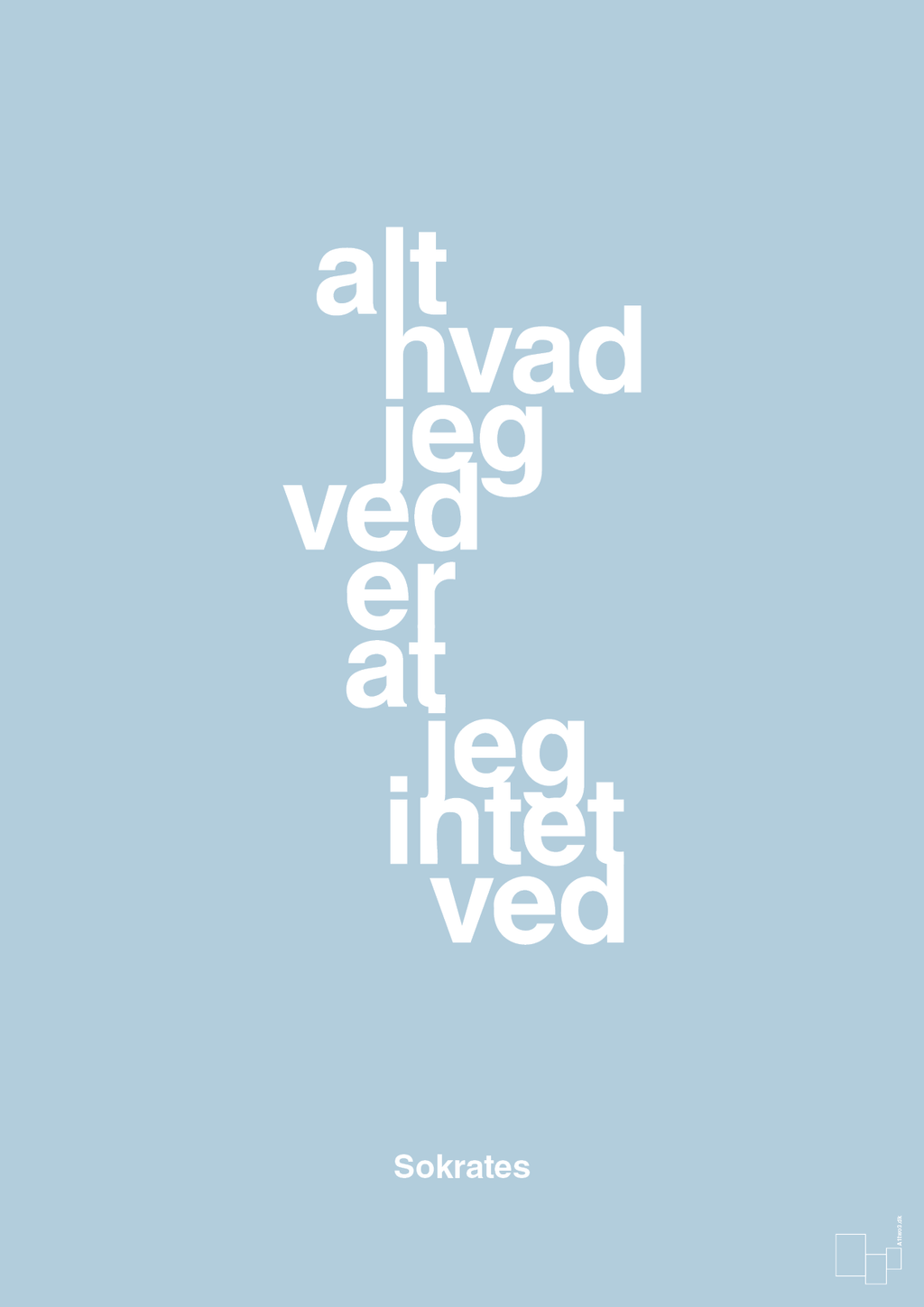 plakat: alt hvad jeg ved er at jeg intet ved - heavenly blue-Filosof-A1two3