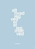 plakat: alt hvad jeg ved er at jeg intet ved - heavenly blue-Filosof-A1two3