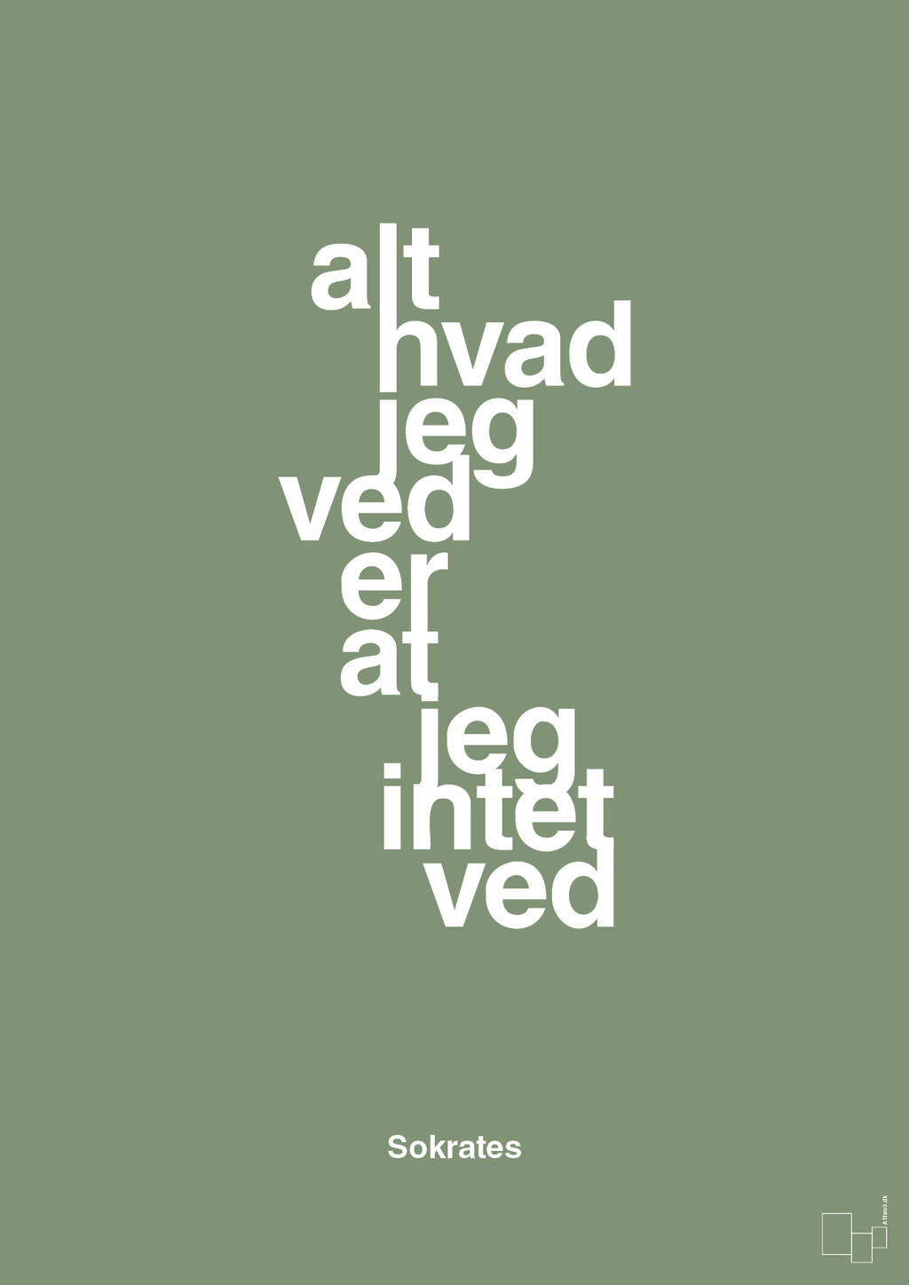 plakat: alt hvad jeg ved er at jeg intet ved - jade-Filosof-A1two3