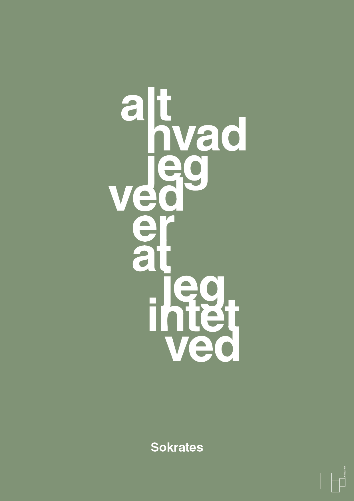 plakat: alt hvad jeg ved er at jeg intet ved - jade-Filosof-A1two3