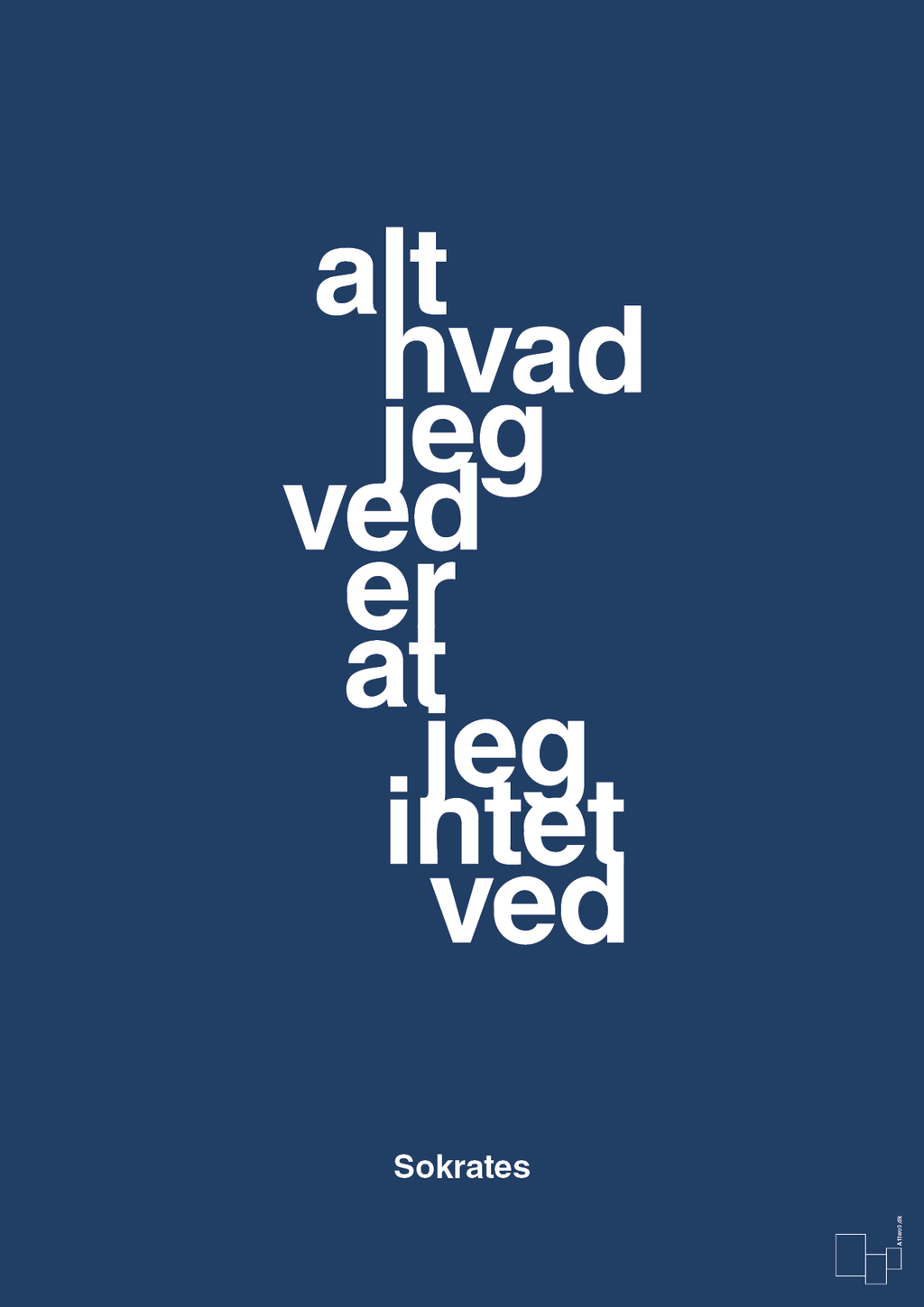 plakat: alt hvad jeg ved er at jeg intet ved - lapis blue-Filosof-A1two3