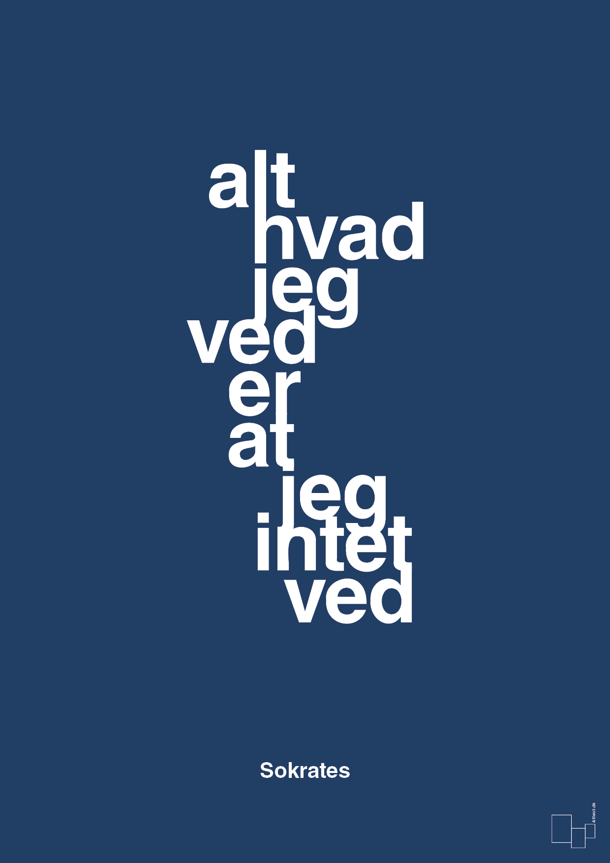 plakat: alt hvad jeg ved er at jeg intet ved - lapis blue-Filosof-A1two3