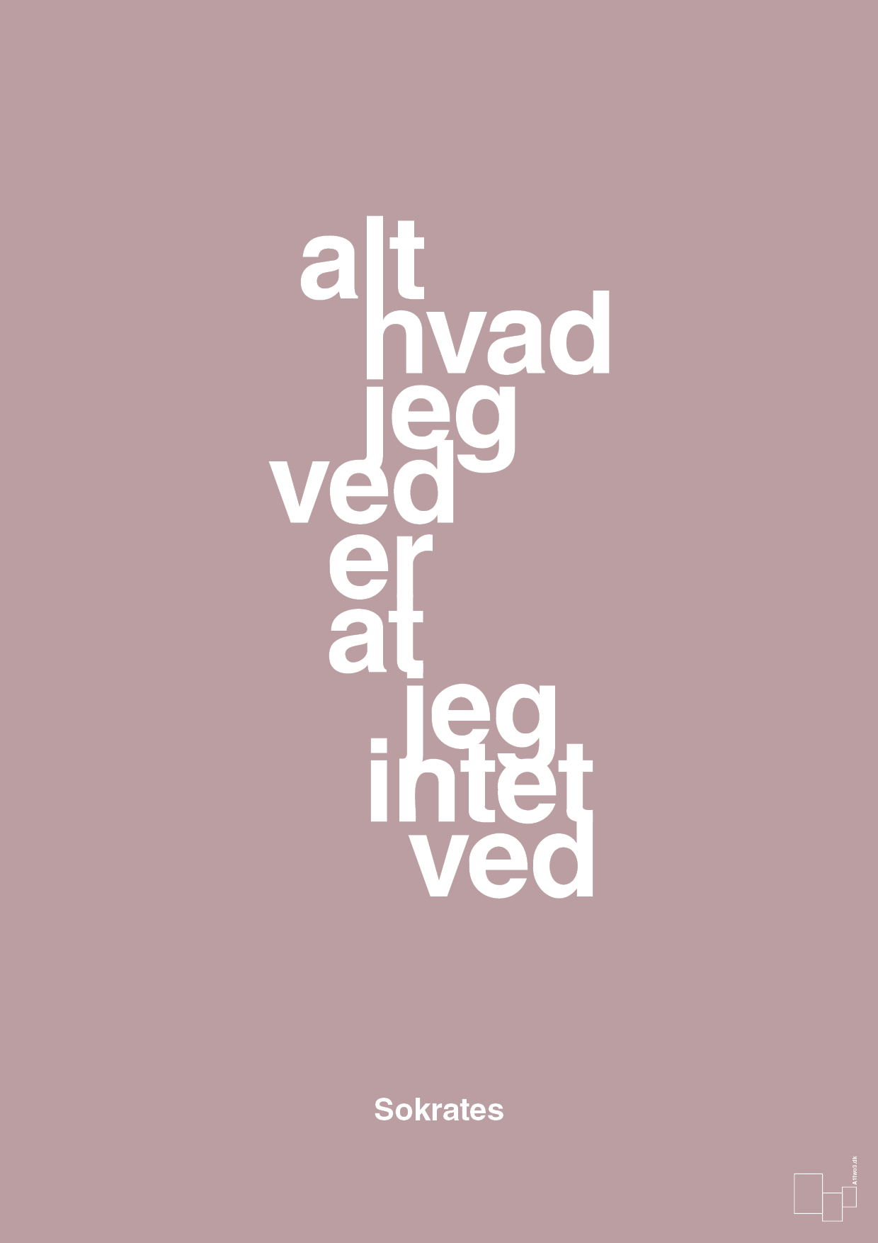 plakat: alt hvad jeg ved er at jeg intet ved - light rose-Filosof-A1two3