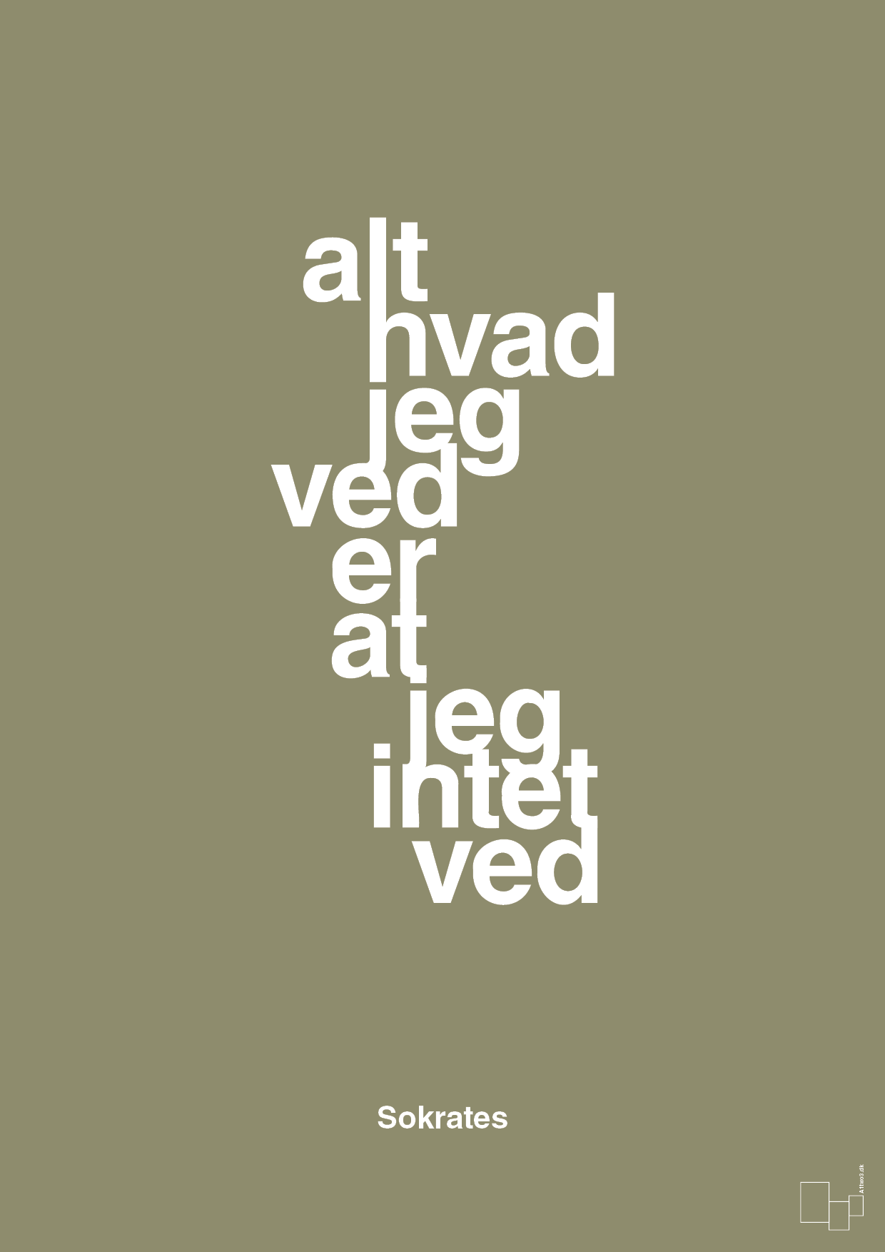 plakat: alt hvad jeg ved er at jeg intet ved - misty forrest-Filosof-A1two3