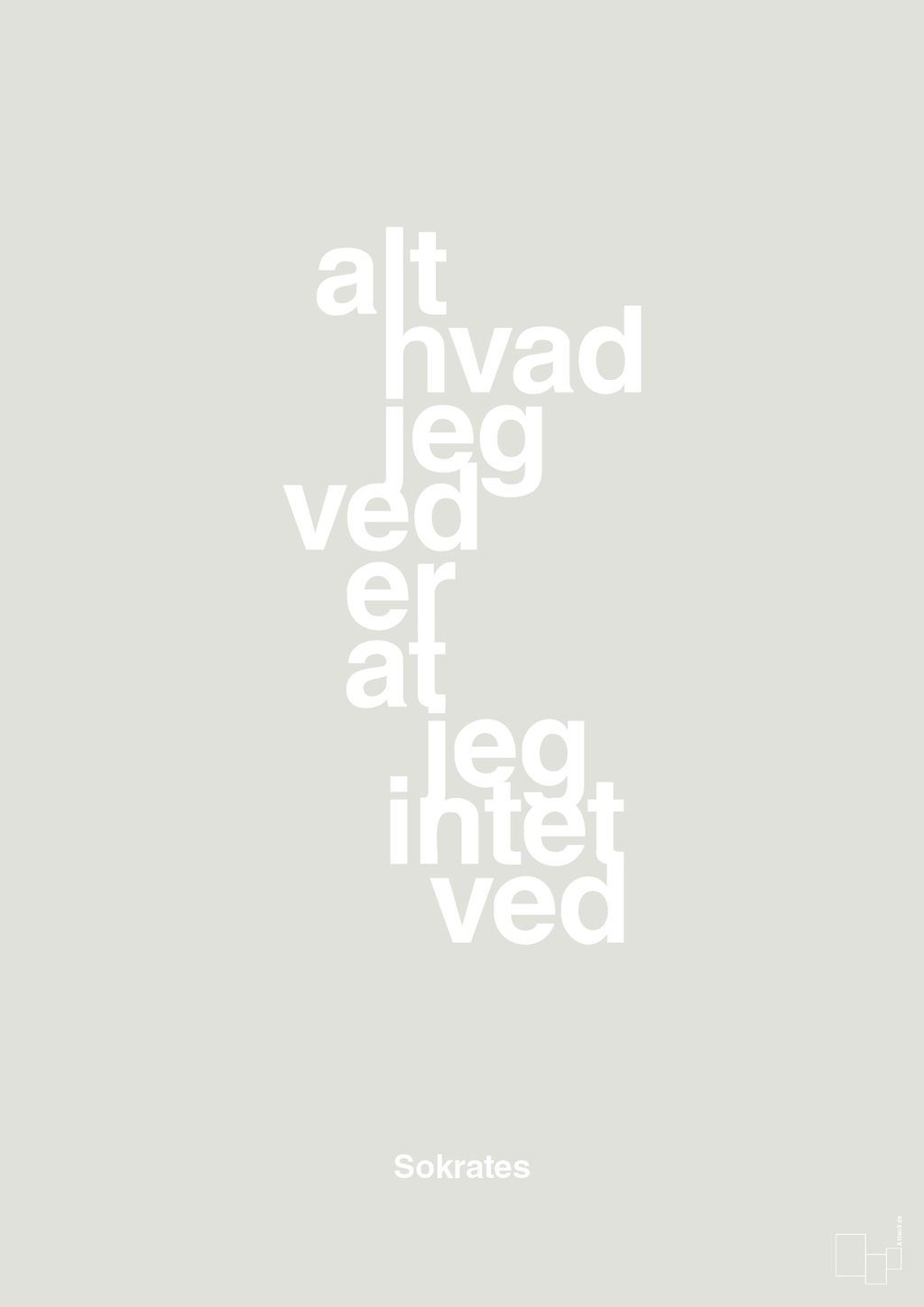 plakat: alt hvad jeg ved er at jeg intet ved - painters white-Filosof-A1two3