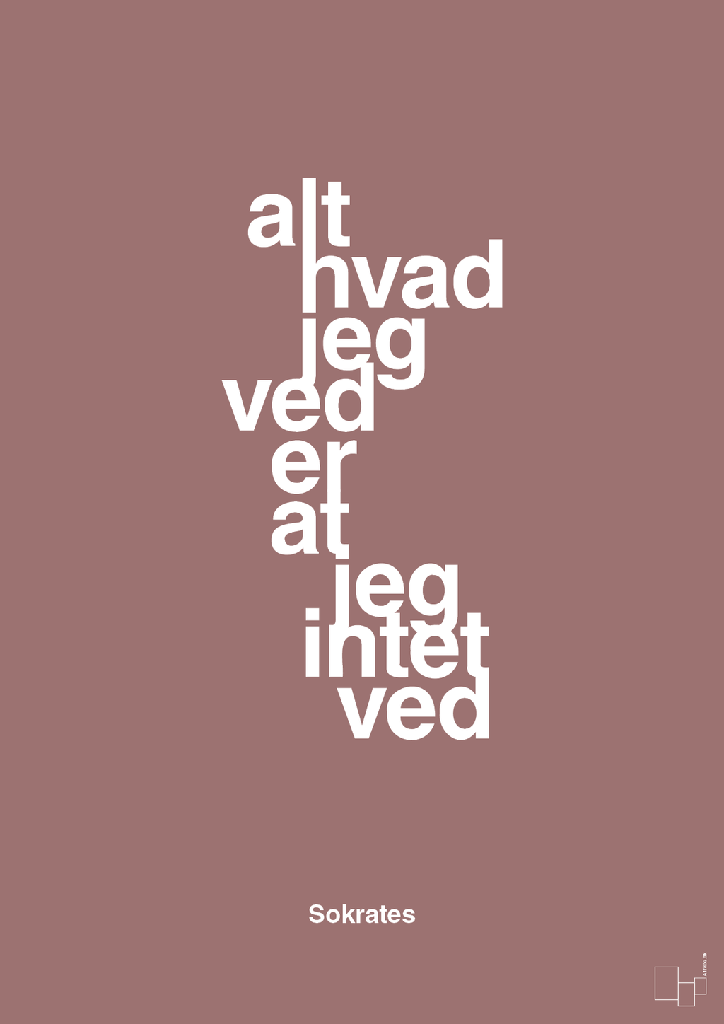 plakat: alt hvad jeg ved er at jeg intet ved - plum-Filosof-A1two3