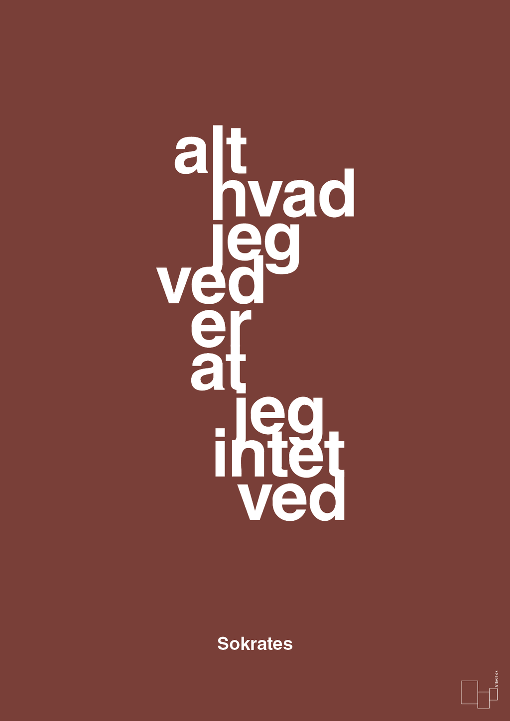 plakat: alt hvad jeg ved er at jeg intet ved - red pepper-Filosof-A1two3