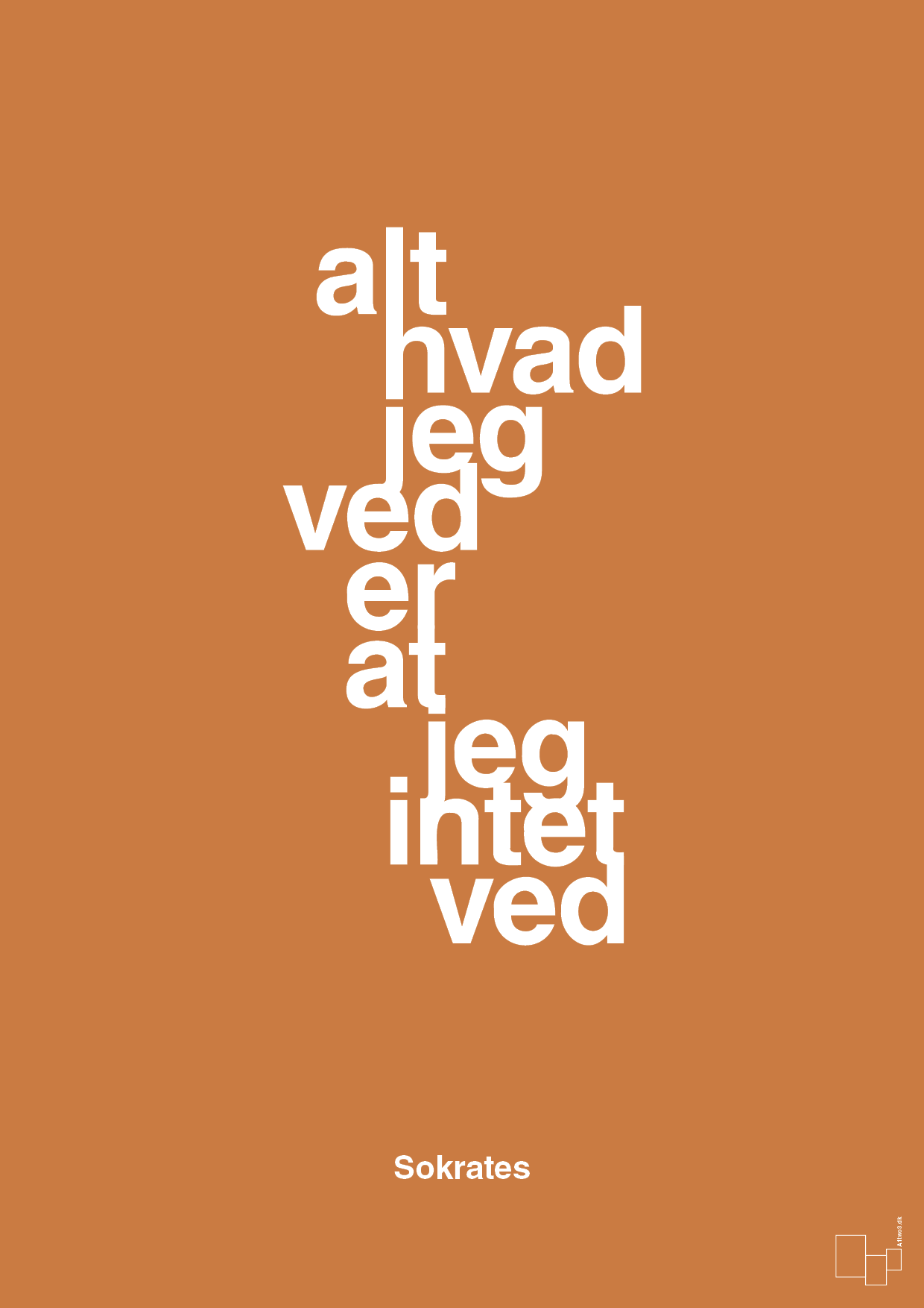 plakat: alt hvad jeg ved er at jeg intet ved - rumba orange-Filosof-A1two3