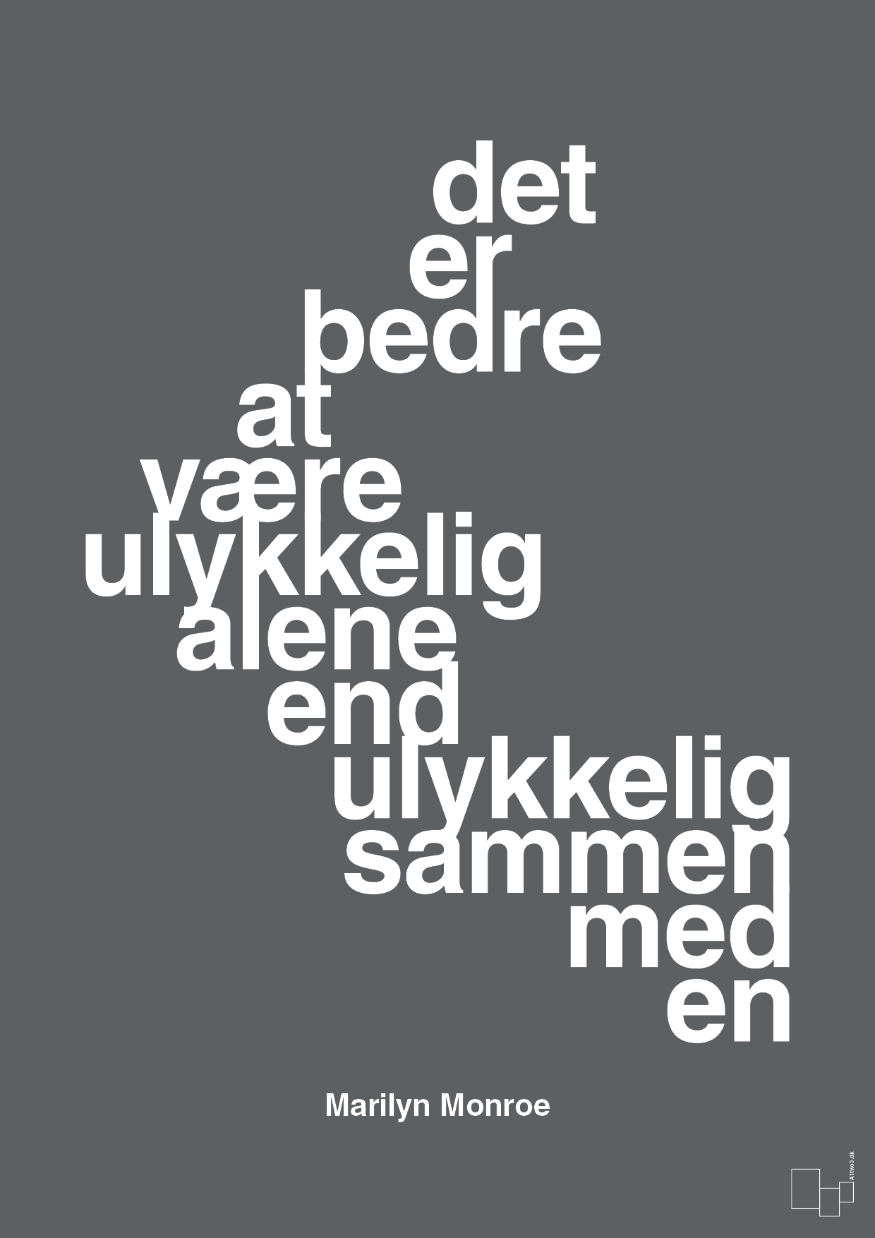 plakat: det er bedre at være ulykkelig alene end ulykkelig sammen med en - graphic charcoal-Musiker-A1two3