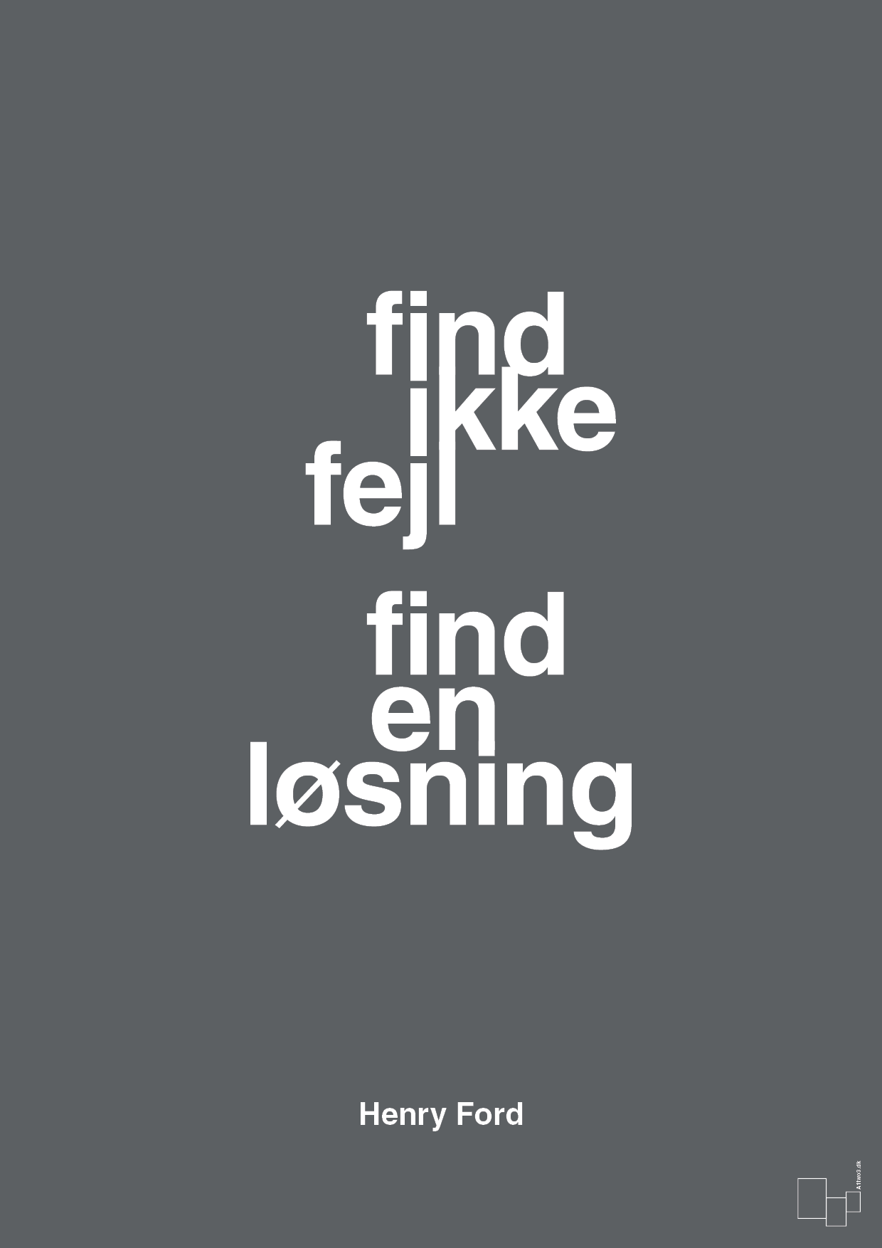 plakat: find ikke fejl find en løsning - graphic charcoal-Opfinder-A1two3