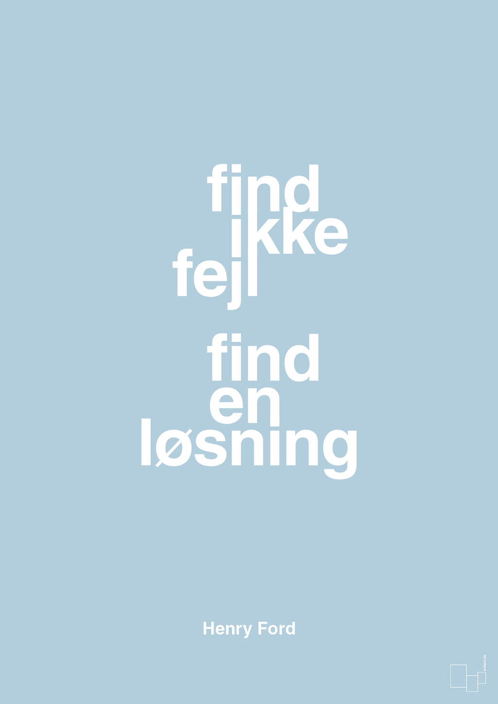 plakat: find ikke fejl find en løsning - heavenly blue-Opfinder-A1two3