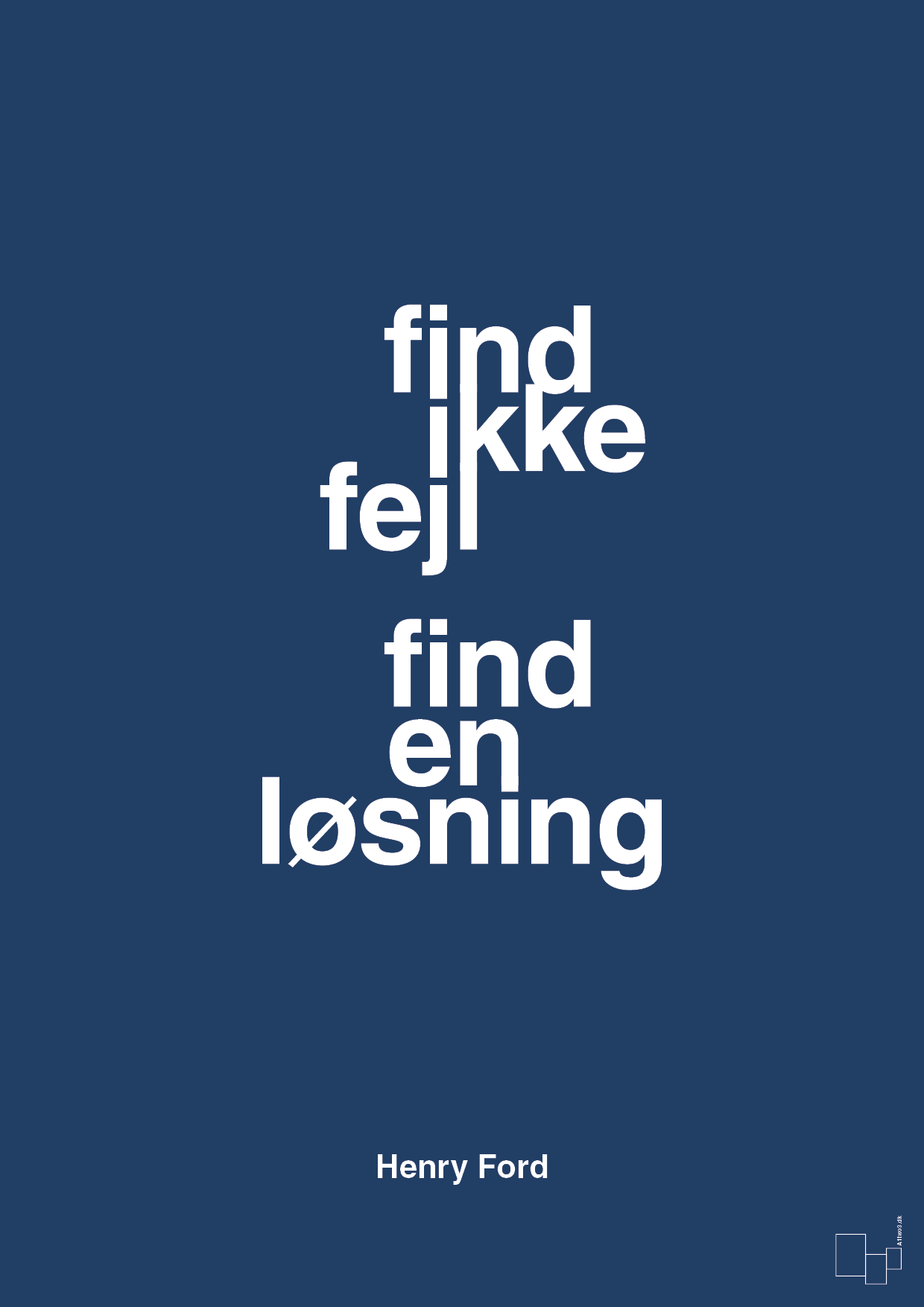 plakat: find ikke fejl find en løsning - lapis blue-Opfinder-A1two3