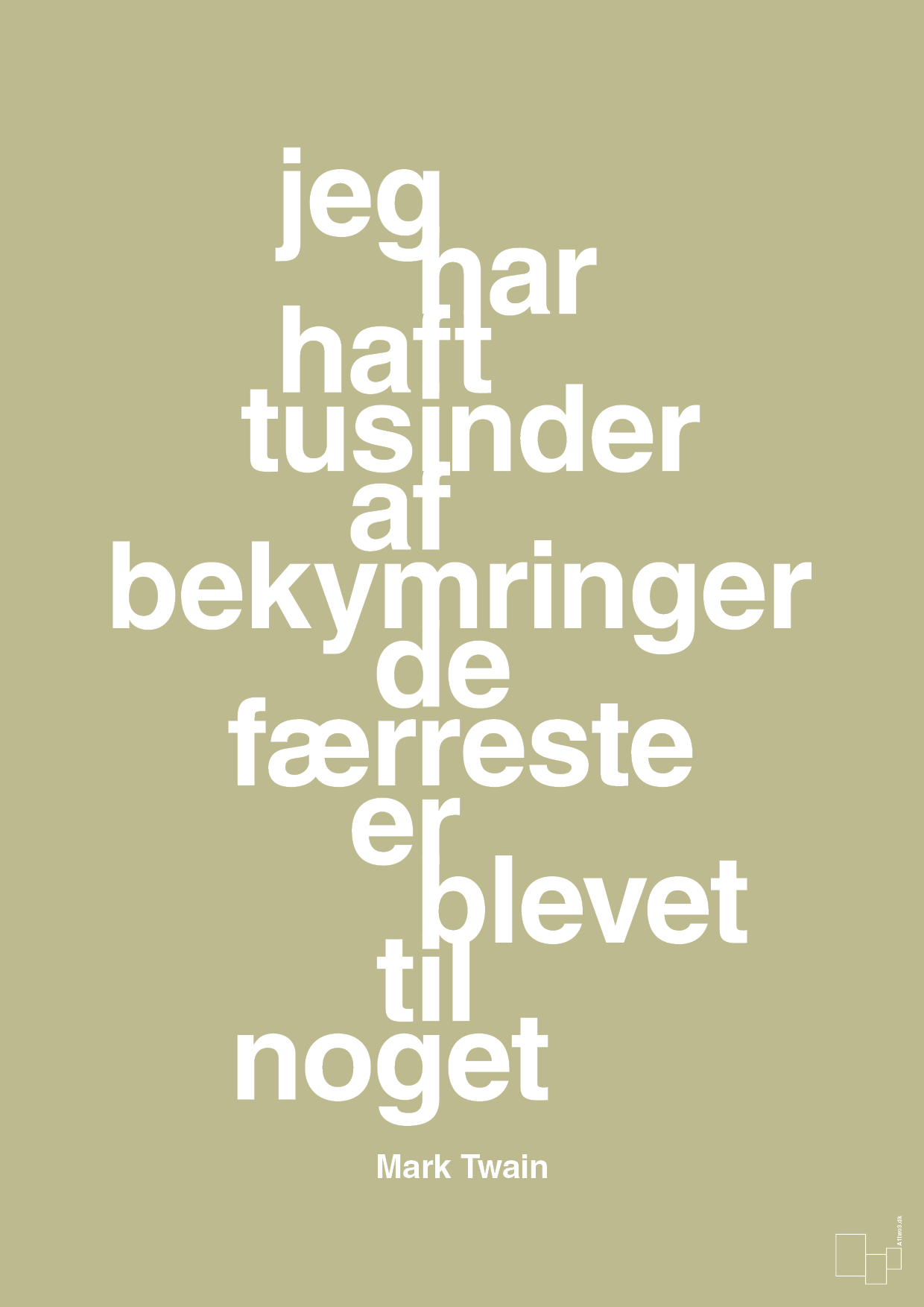 plakat: jeg har haft tusinder af bekymringer de færreste er blevet til noget - back to nature-Forfatter-A1two3