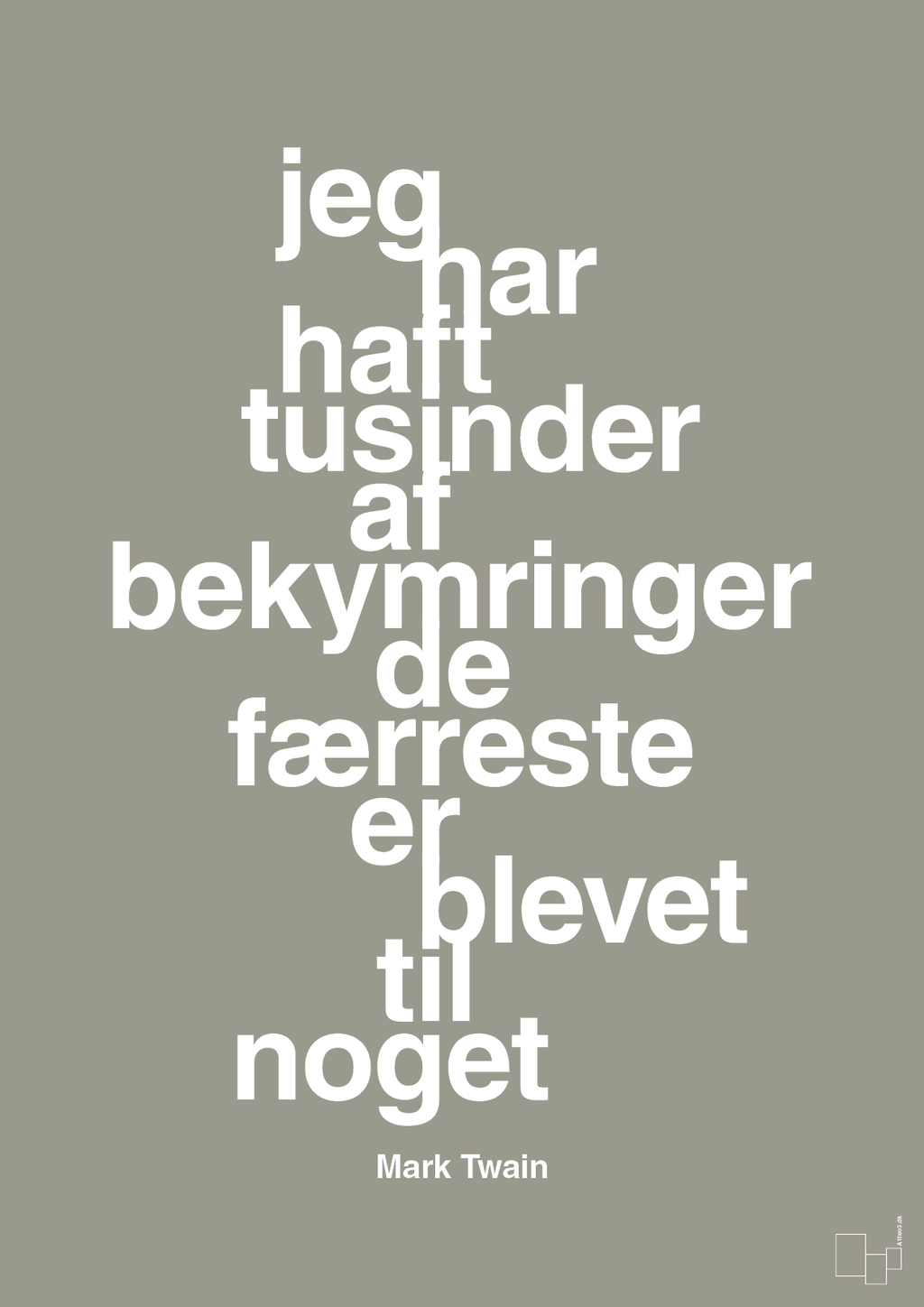 plakat: jeg har haft tusinder af bekymringer de færreste er blevet til noget - battleship gray-Forfatter-A1two3