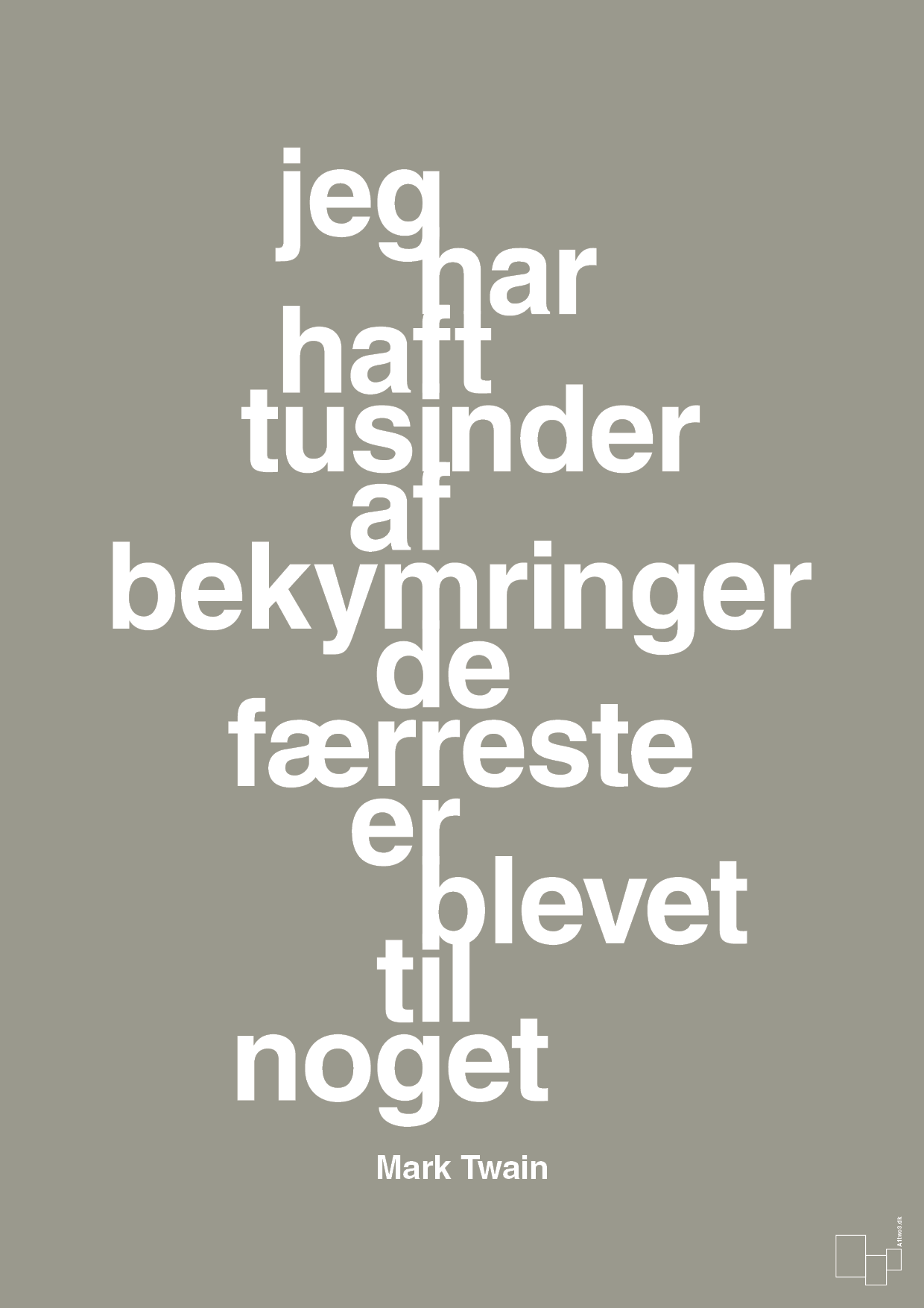 plakat: jeg har haft tusinder af bekymringer de færreste er blevet til noget - battleship gray-Forfatter-A1two3
