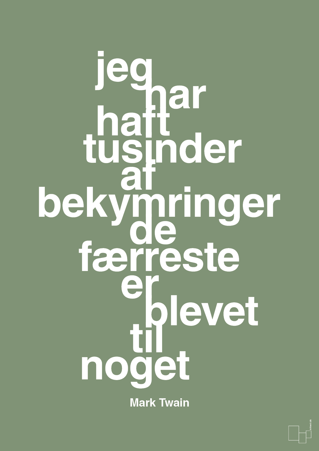 plakat: jeg har haft tusinder af bekymringer de færreste er blevet til noget - jade-Forfatter-A1two3