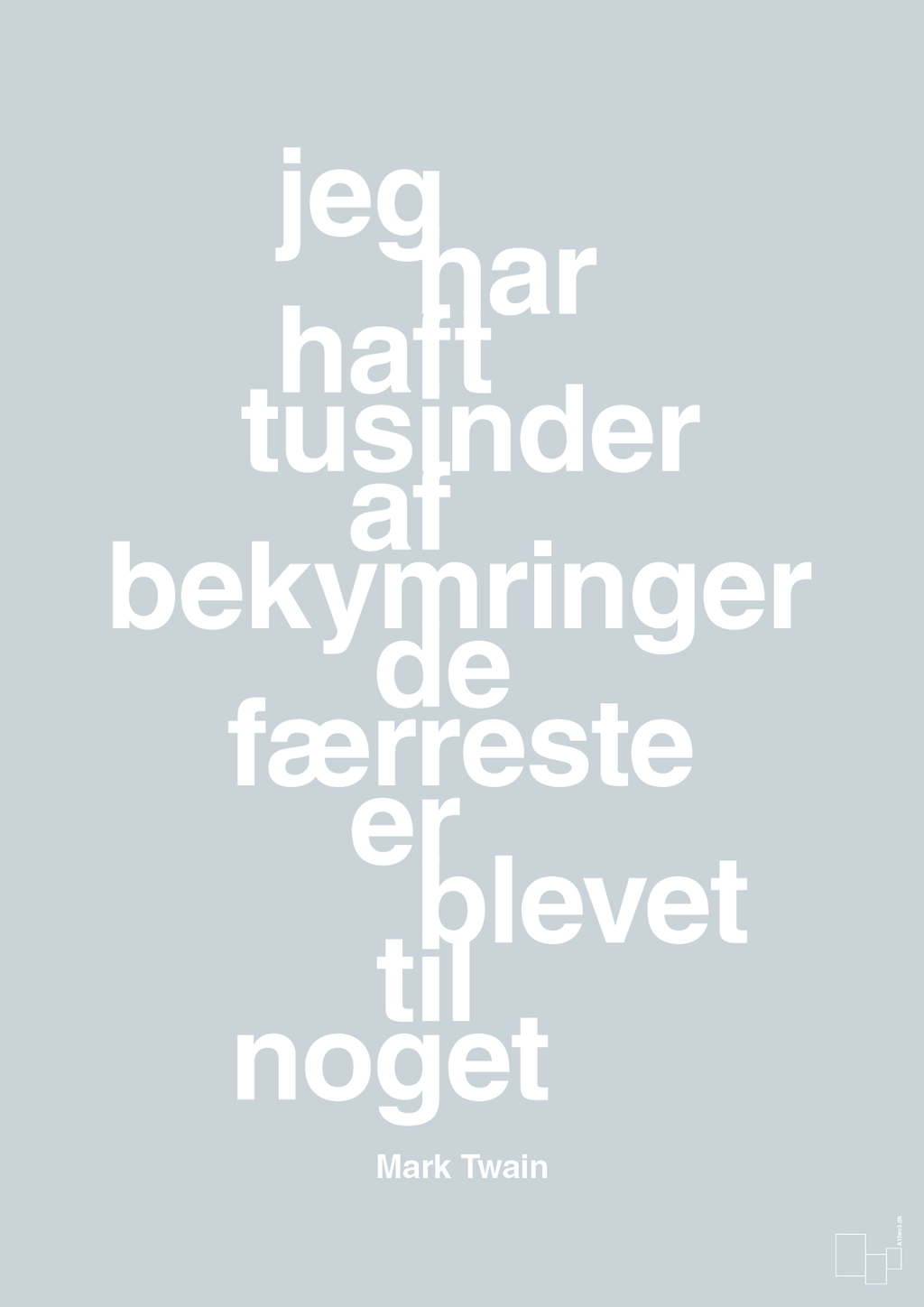 plakat: jeg har haft tusinder af bekymringer de færreste er blevet til noget - light drizzle-Forfatter-A1two3