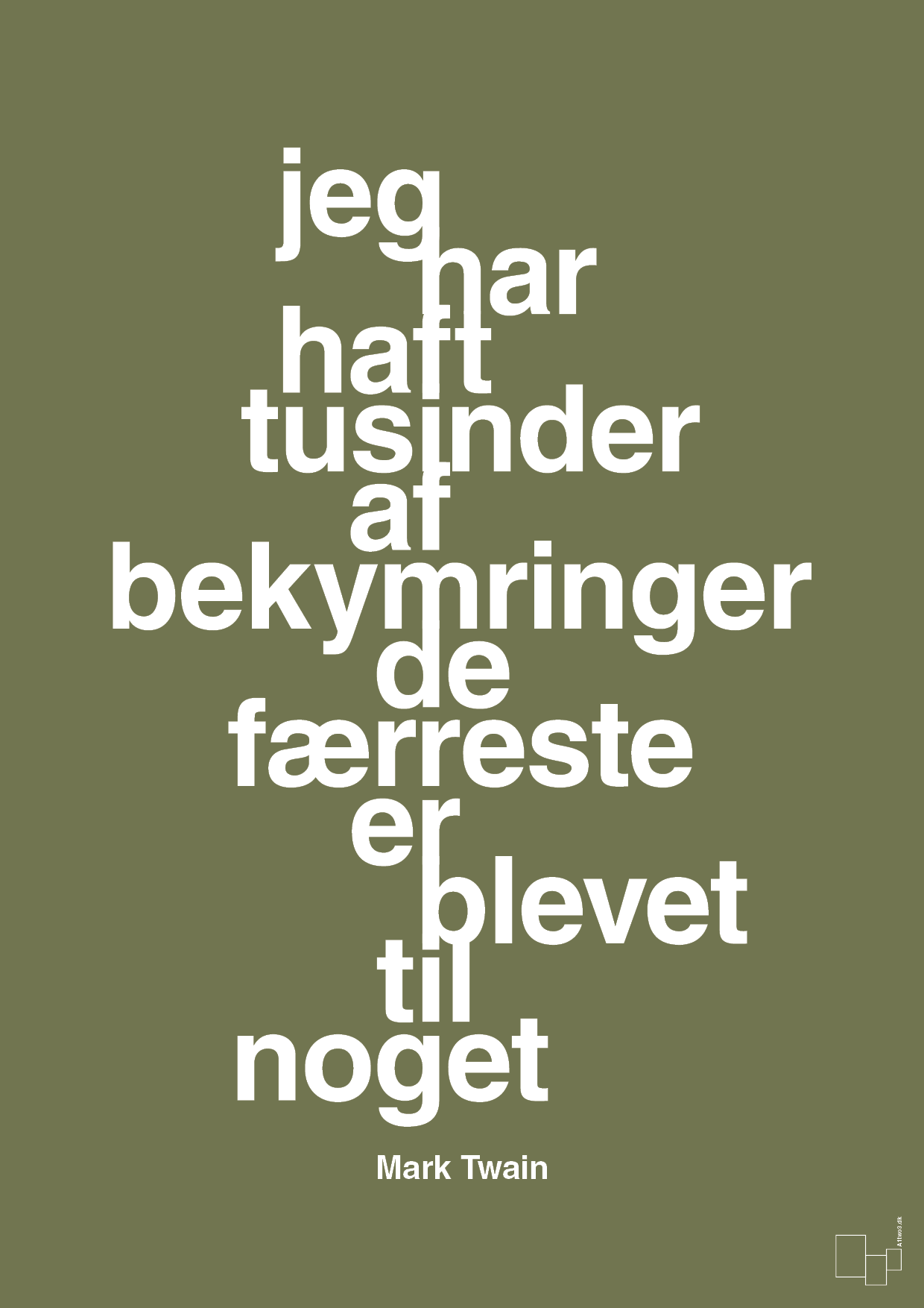 plakat: jeg har haft tusinder af bekymringer de færreste er blevet til noget - secret meadow-Forfatter-A1two3