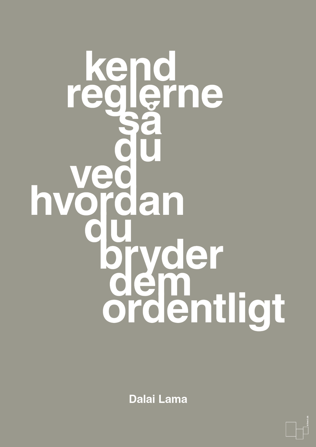 plakat: kend reglerne så du ved hvordan du bryder dem ordentligt - battleship gray-Religion-A1two3