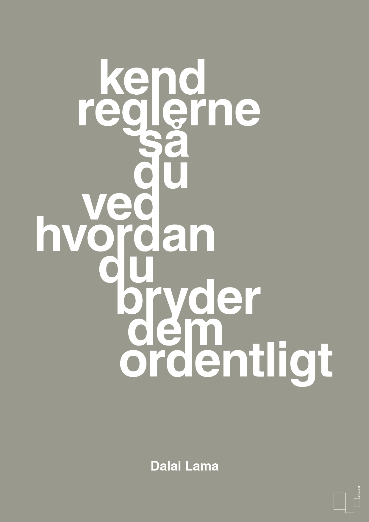 plakat: kend reglerne så du ved hvordan du bryder dem ordentligt - battleship gray-Religion-A1two3