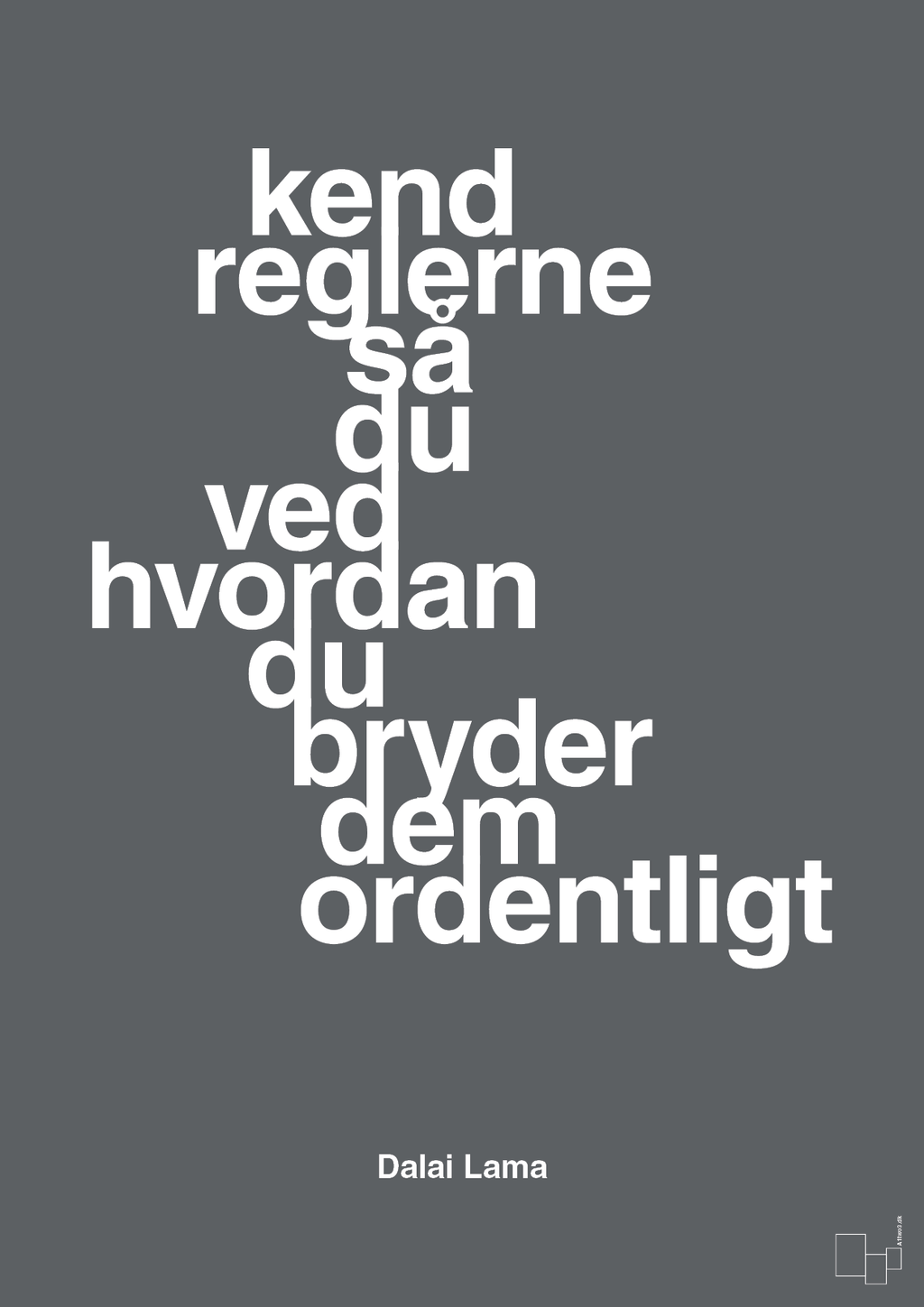 plakat: kend reglerne så du ved hvordan du bryder dem ordentligt - graphic charcoal-Religion-A1two3