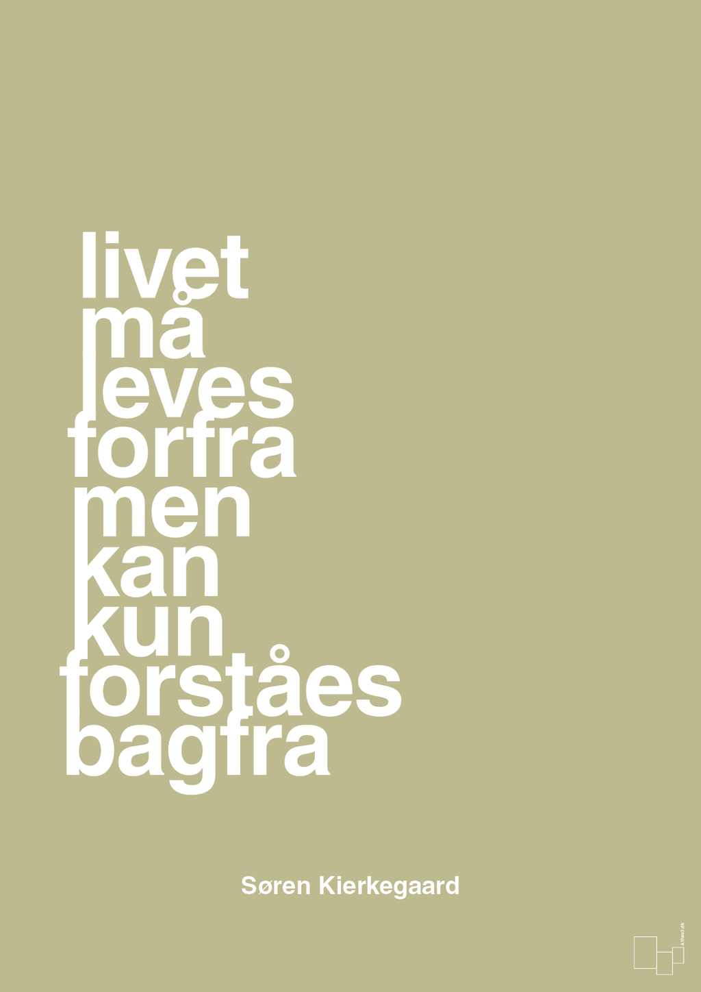 plakat: livet må leves forfra men kan kun forstås bagfra - back to nature-Filosof-A1two3
