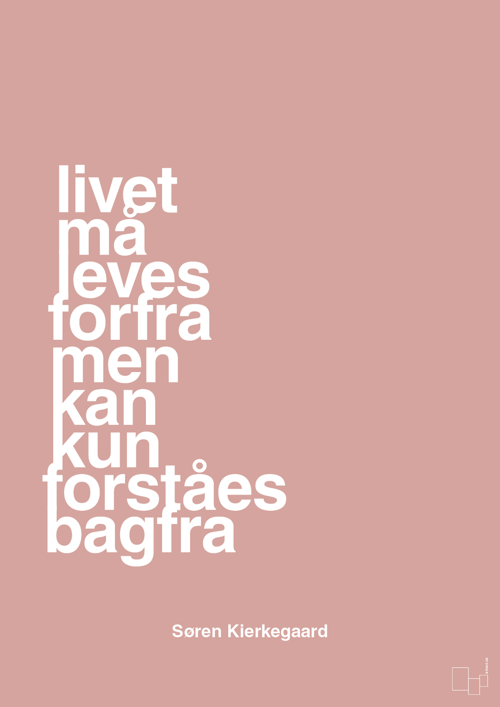 plakat: livet må leves forfra men kan kun forstås bagfra - bubble shell-Filosof-A1two3