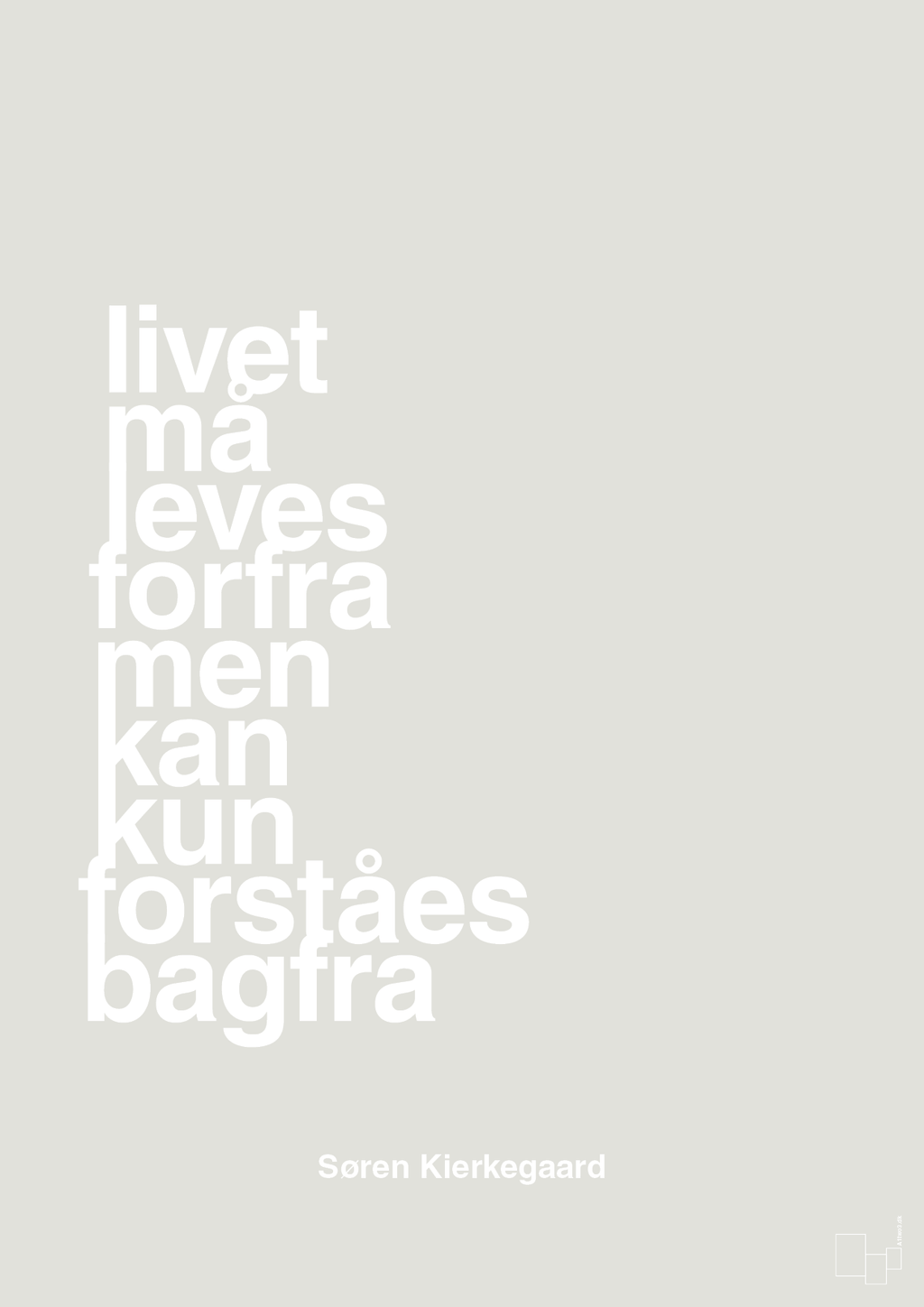 plakat: livet må leves forfra men kan kun forstås bagfra - painters white-Filosof-A1two3