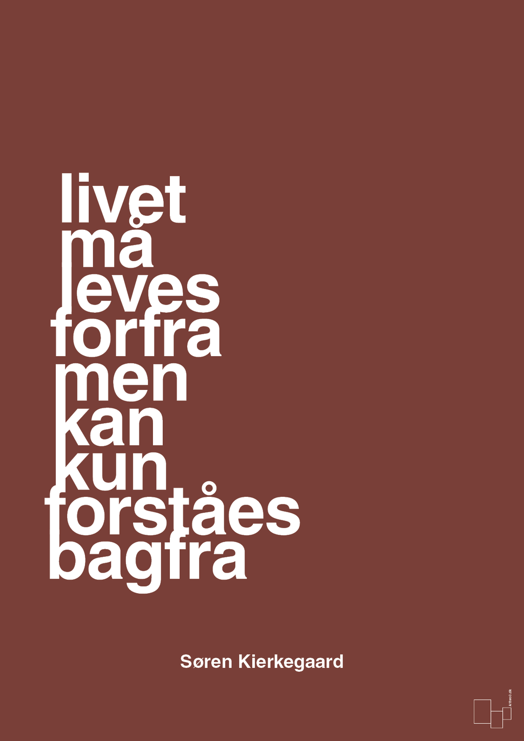 plakat: livet må leves forfra men kan kun forstås bagfra - red pepper-Filosof-A1two3