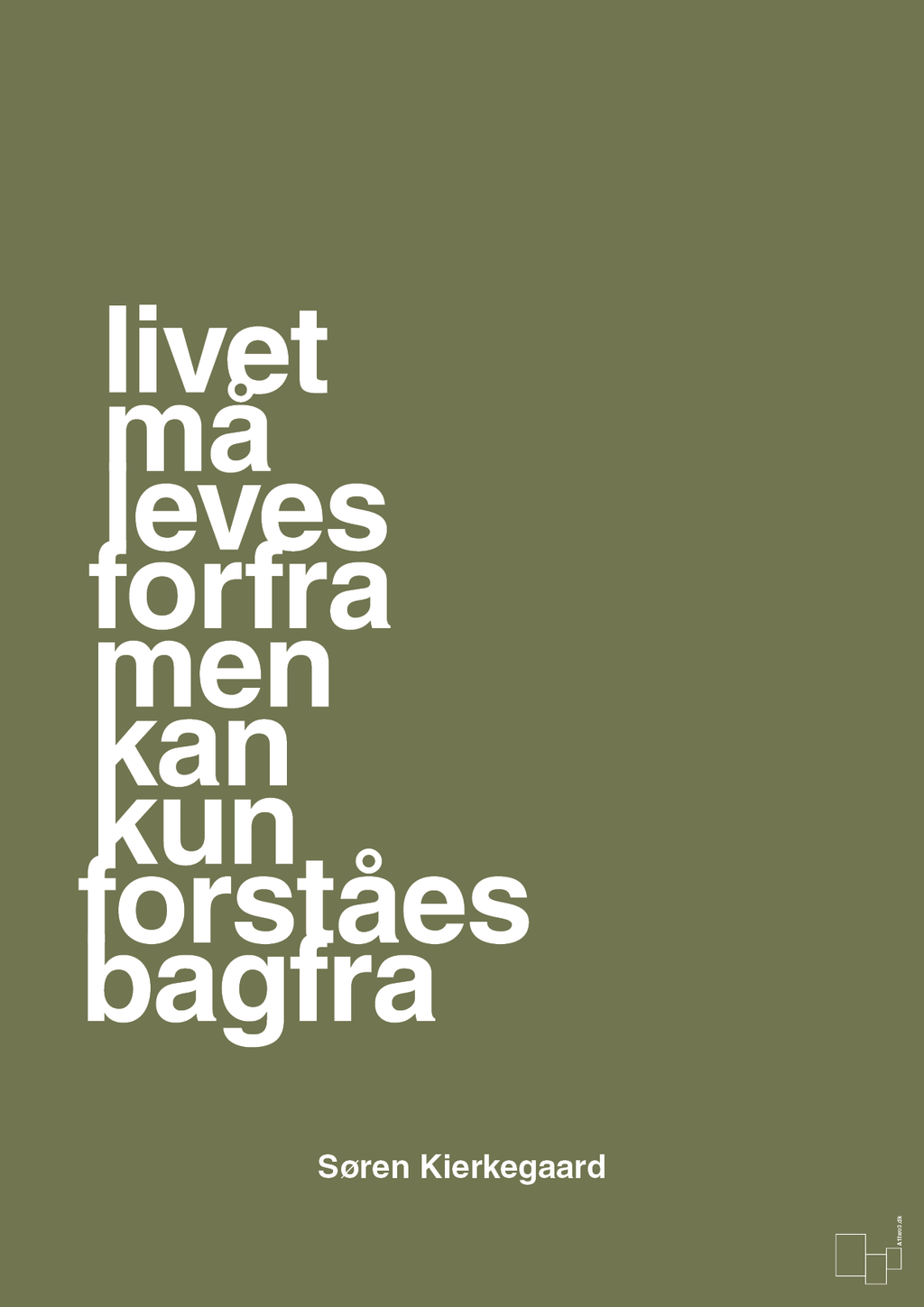 plakat: livet må leves forfra men kan kun forstås bagfra - secret meadow-Filosof-A1two3