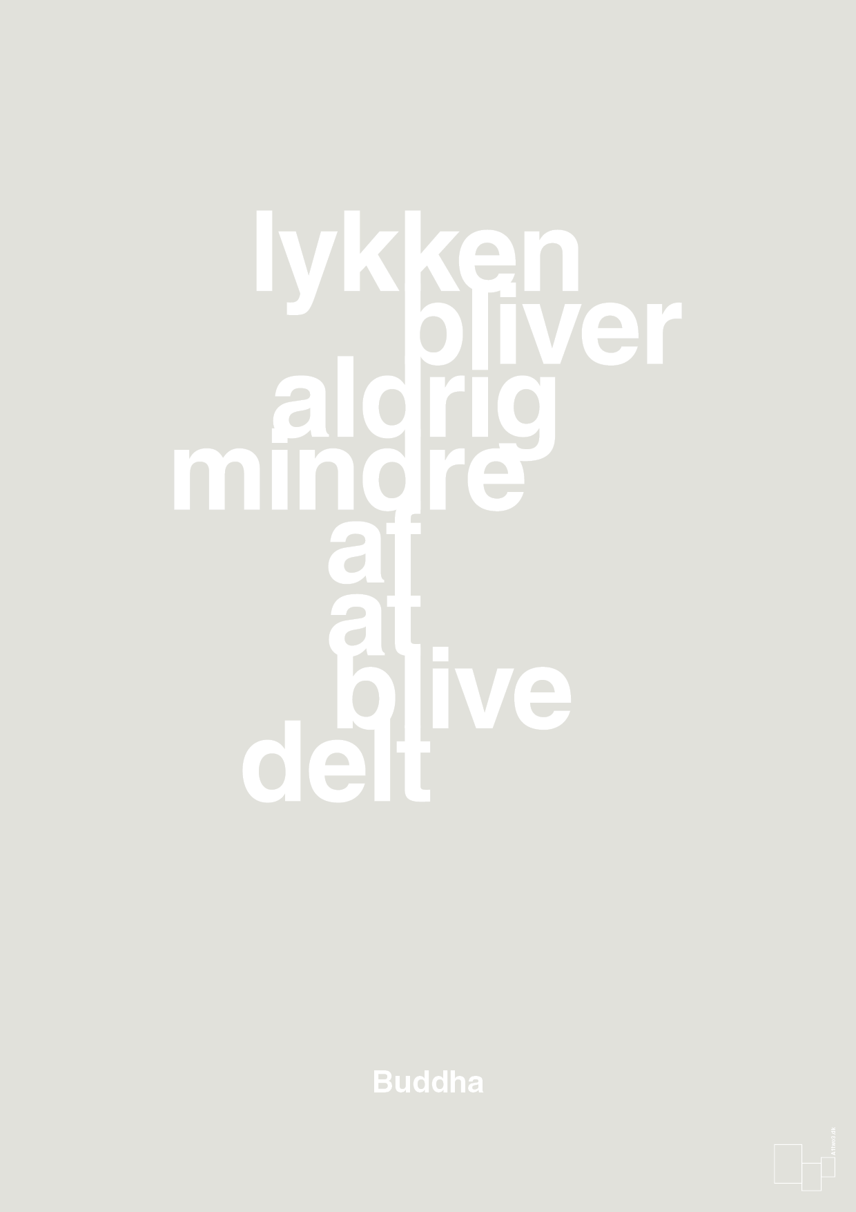 plakat: lykken bliver aldrig mindre af at blive delt - painters white-Religion-A1two3