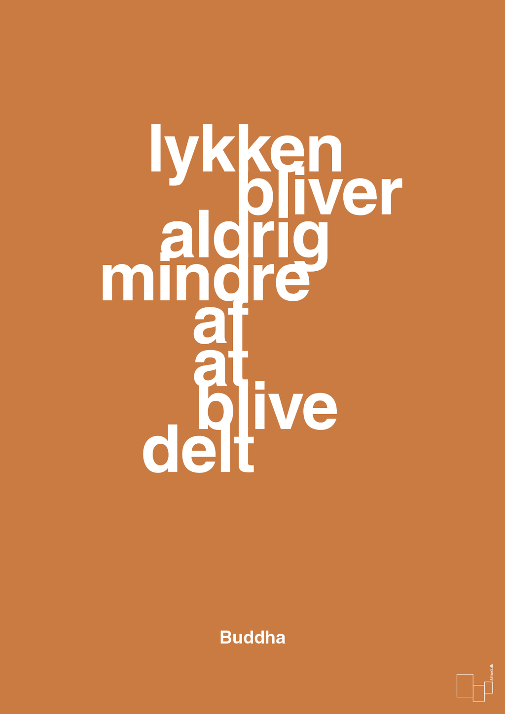 plakat: lykken bliver aldrig mindre af at blive delt - rumba orange-Religion-A1two3