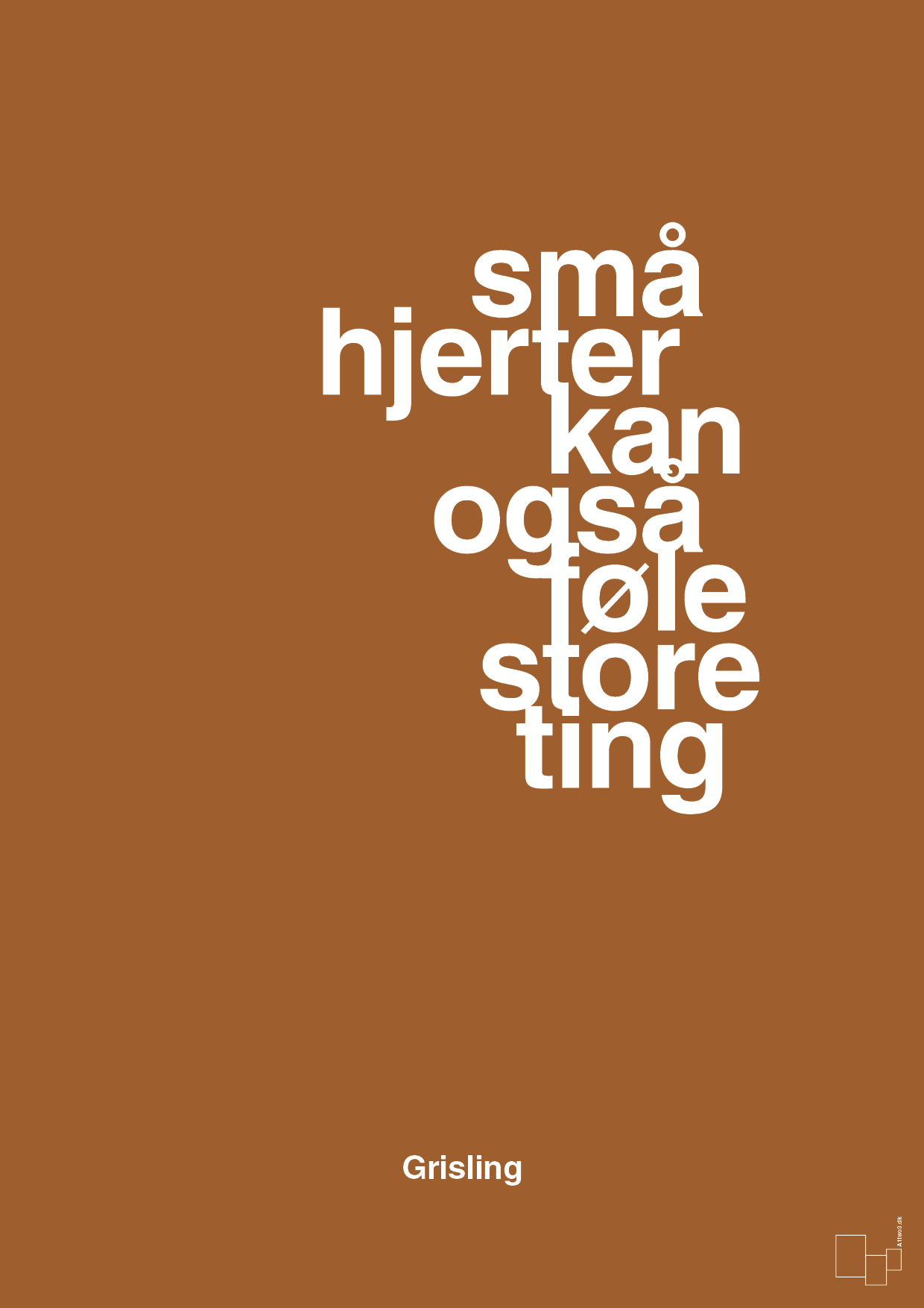 plakat: små hjerter kan også føle store ting - cognac-Børnebogsfigur-A1two3