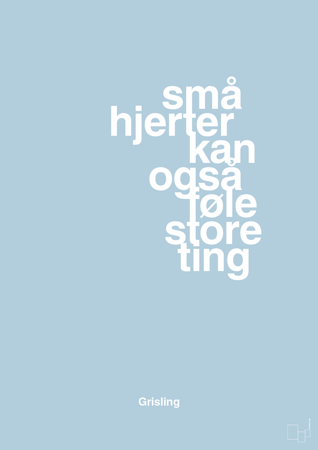 plakat: små hjerter kan også føle store ting - heavenly blue-Børnebogsfigur-A1two3