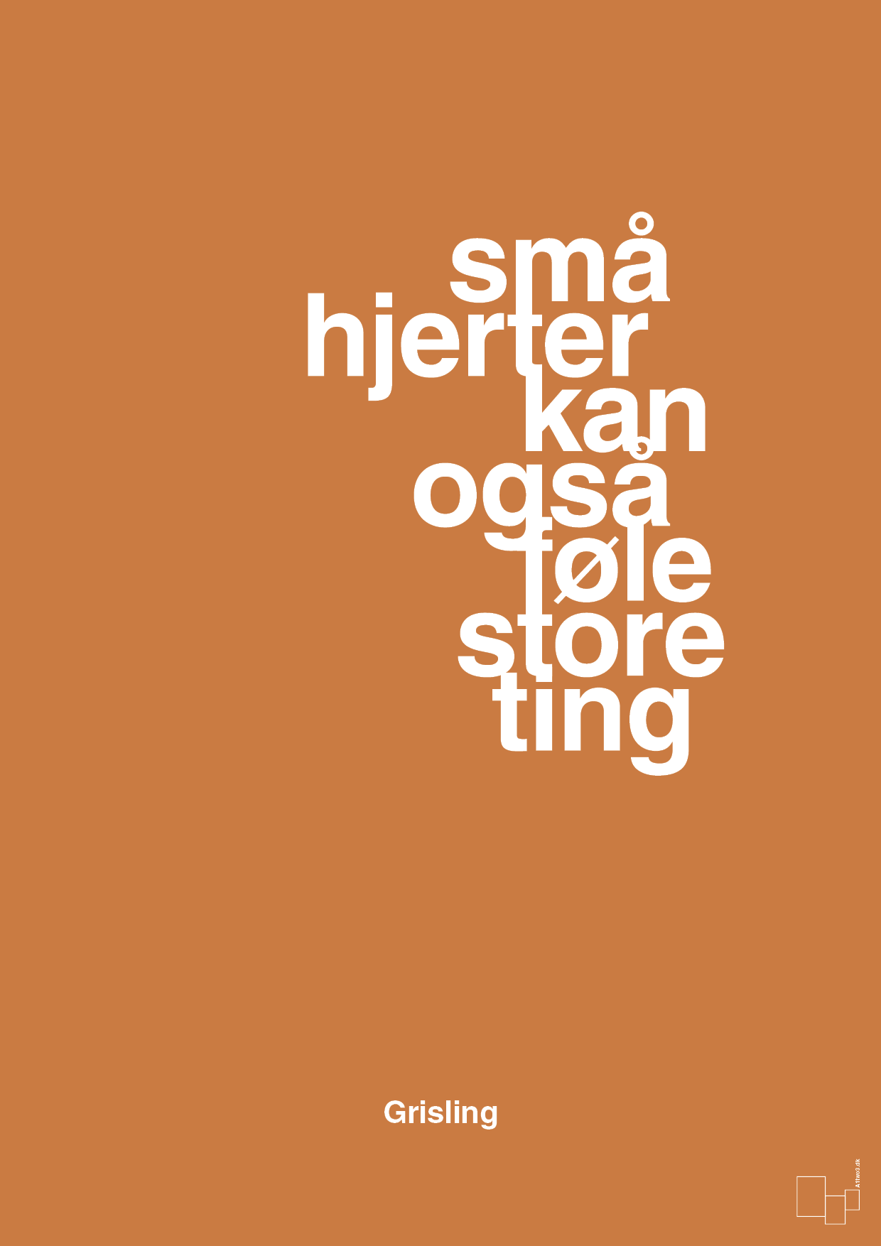 plakat: små hjerter kan også føle store ting - rumba orange-Børnebogsfigur-A1two3