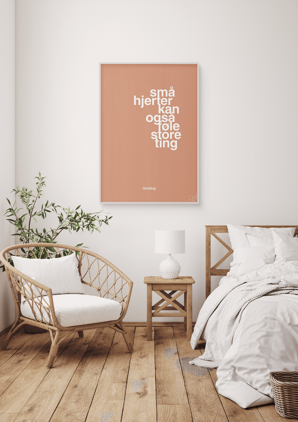 plakat: små hjerter kan også føle store ting - graphic charcoal-Børnebogsfigur-A1two3