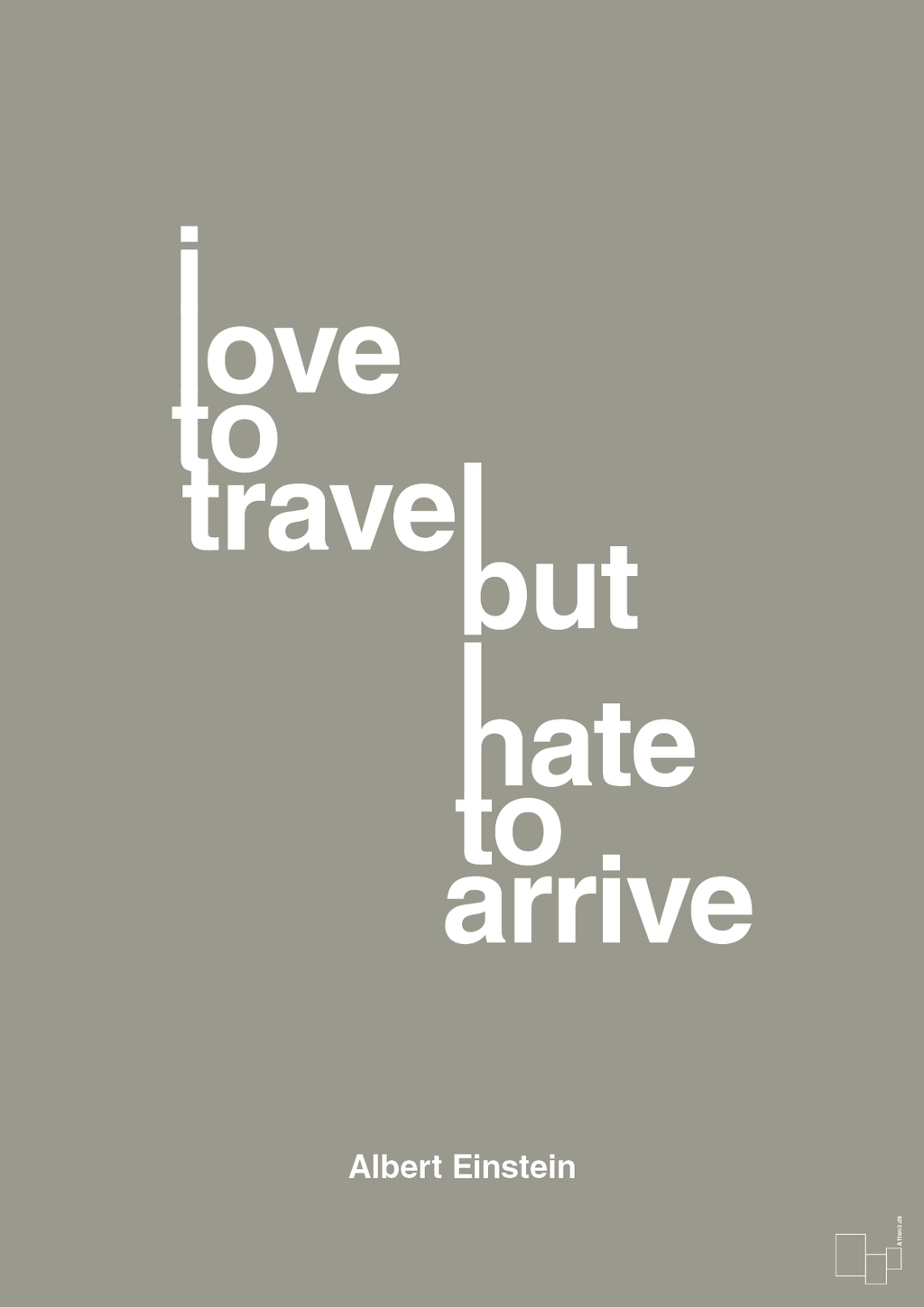 plakat: i love to travel but hate to arrive - battleship gray-Fysiker-A1two3