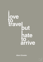 plakat: i love to travel but hate to arrive - battleship gray-Fysiker-A1two3