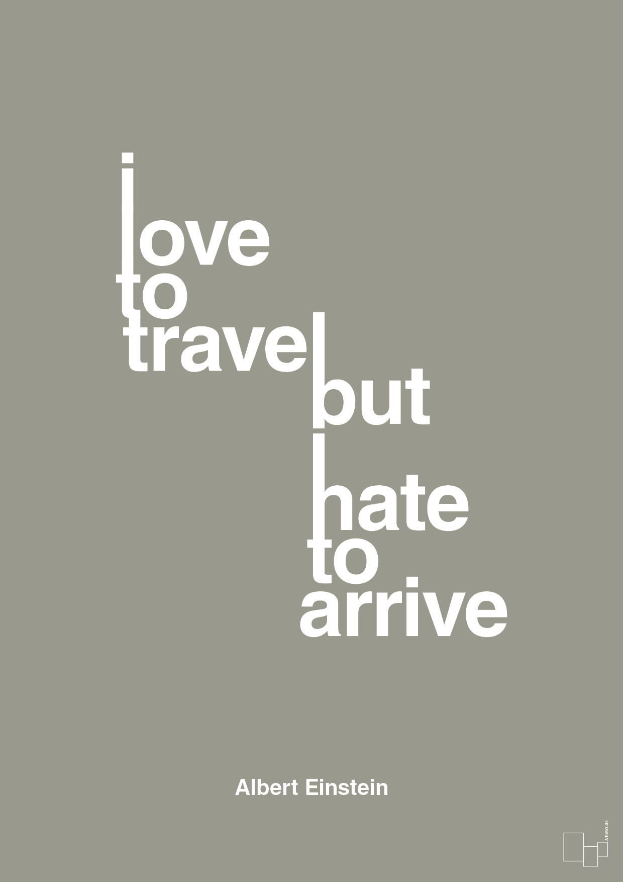 plakat: i love to travel but hate to arrive - battleship gray-Fysiker-A1two3