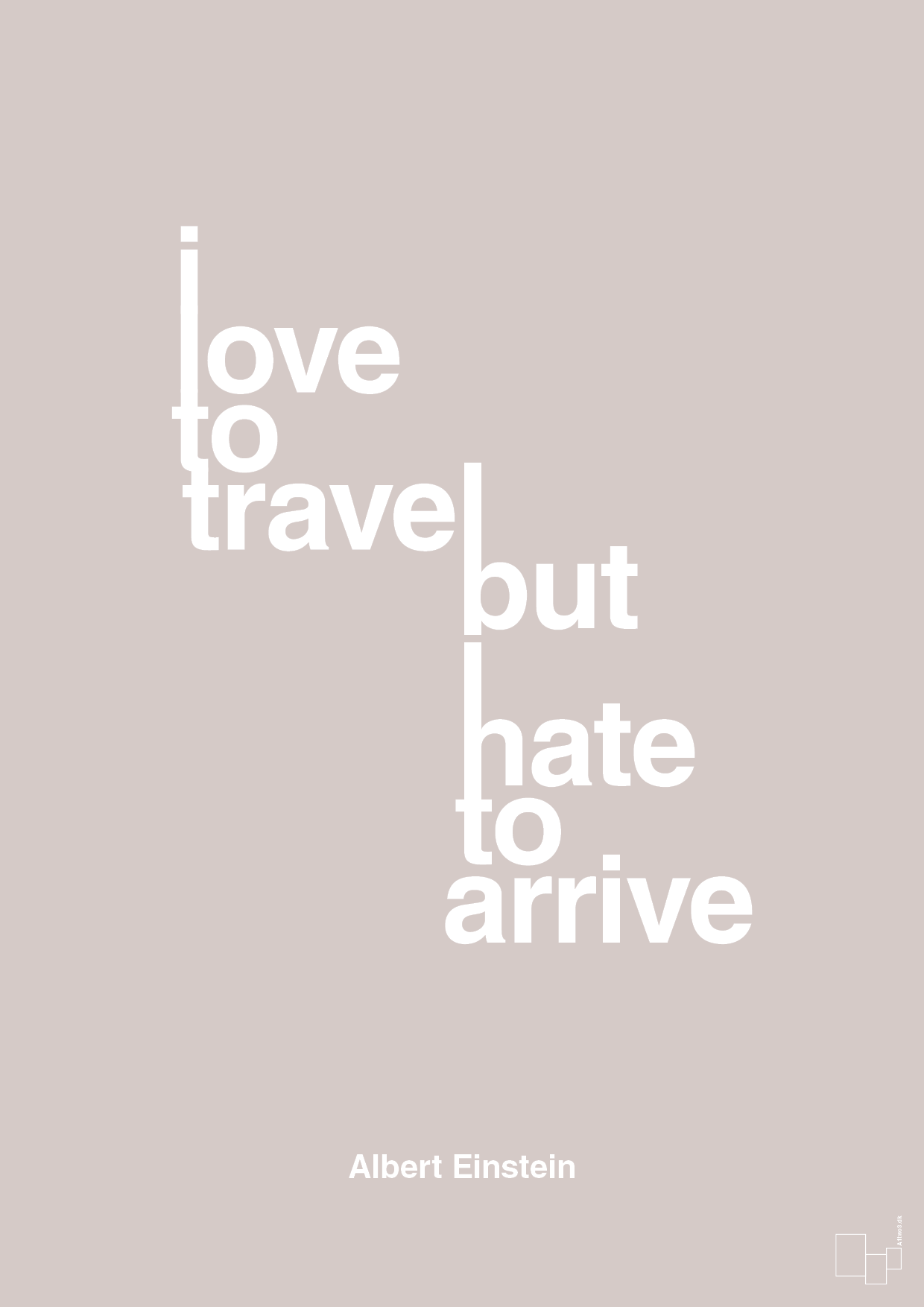 plakat: i love to travel but hate to arrive - broken beige-Fysiker-A1two3