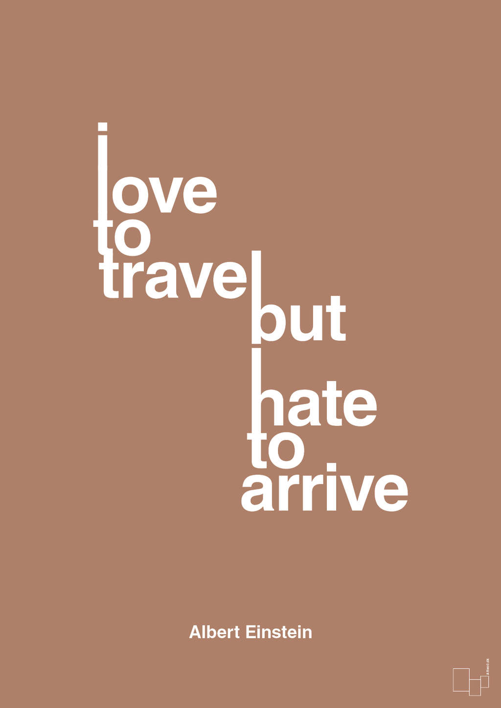 plakat: i love to travel but hate to arrive - cider spice-Fysiker-A1two3