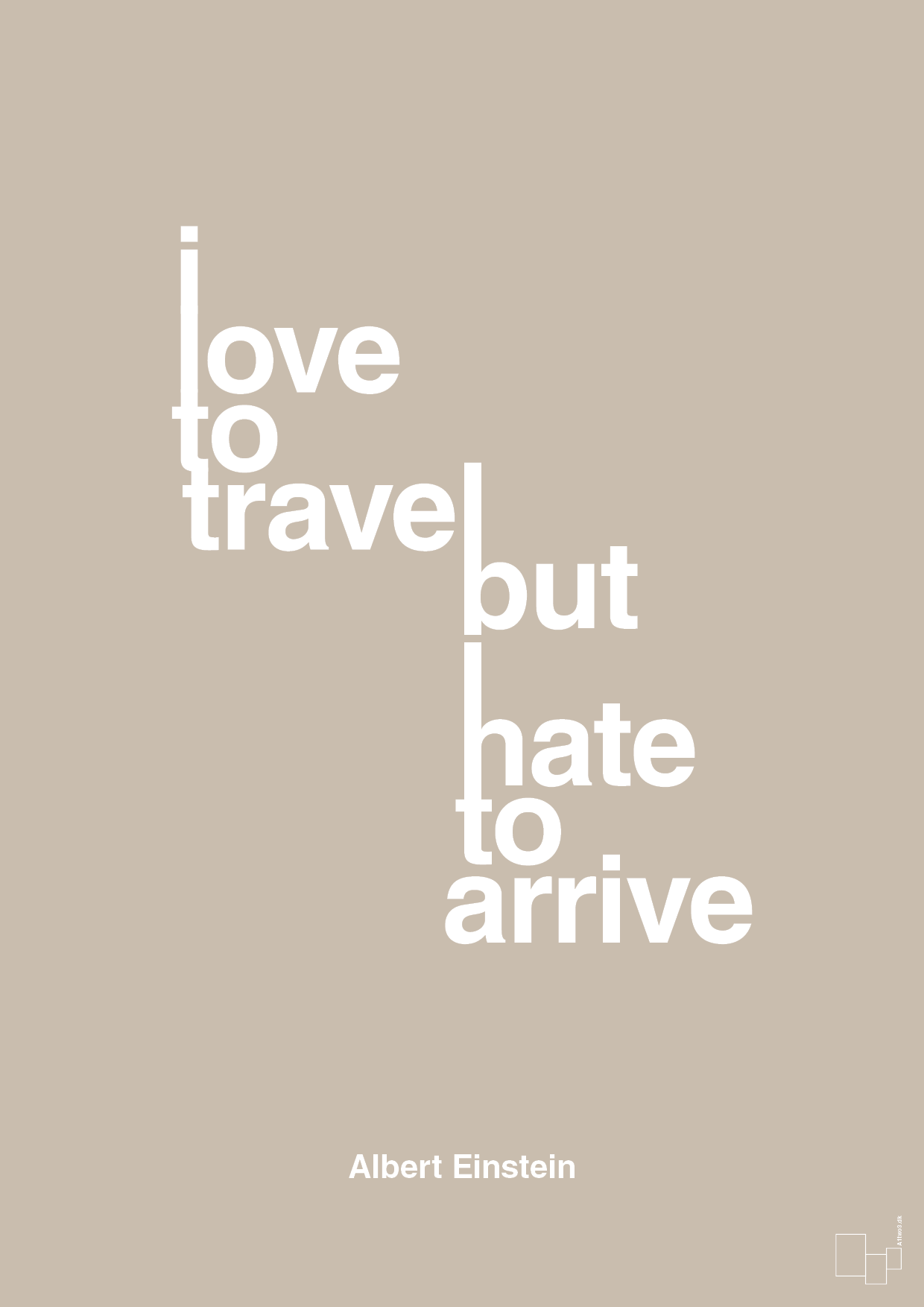 plakat: i love to travel but hate to arrive - creamy mushroom-Fysiker-A1two3